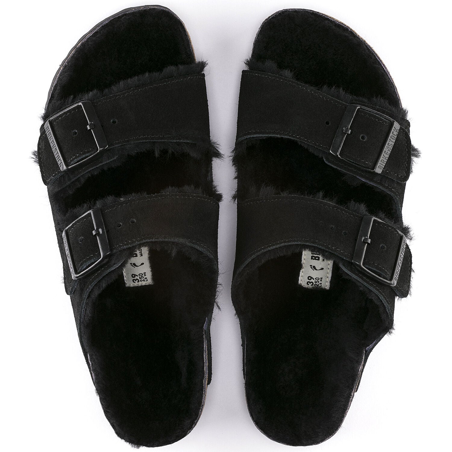 Birkenstock Arizona Shearling Suede Sandals for Women - Soft Black Leather Comfortable Slide Sandals - Perfect for Home, Office & Casual Outings