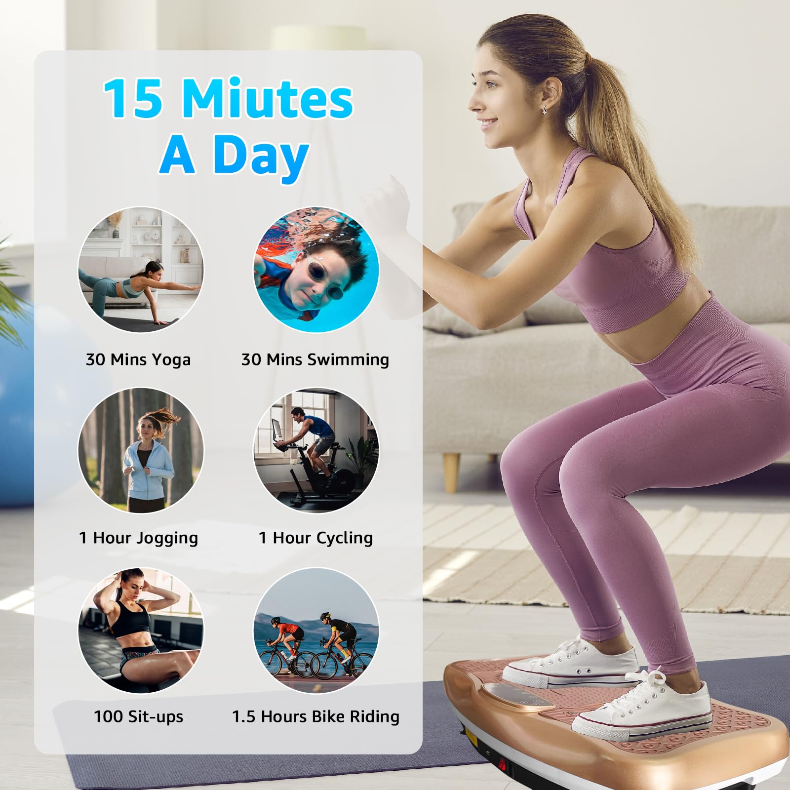 XXL 120 Levels 330LBS Vibration Plate Exercise Machine - Whole Body Workout Vibration Fitness Platform with Resistance Bands - Home Gym Equipment for Weight Loss, Toning & Muscle Recovery - Perfect for Home Workouts, Physical Therapy & Senior Fitness (Gold)