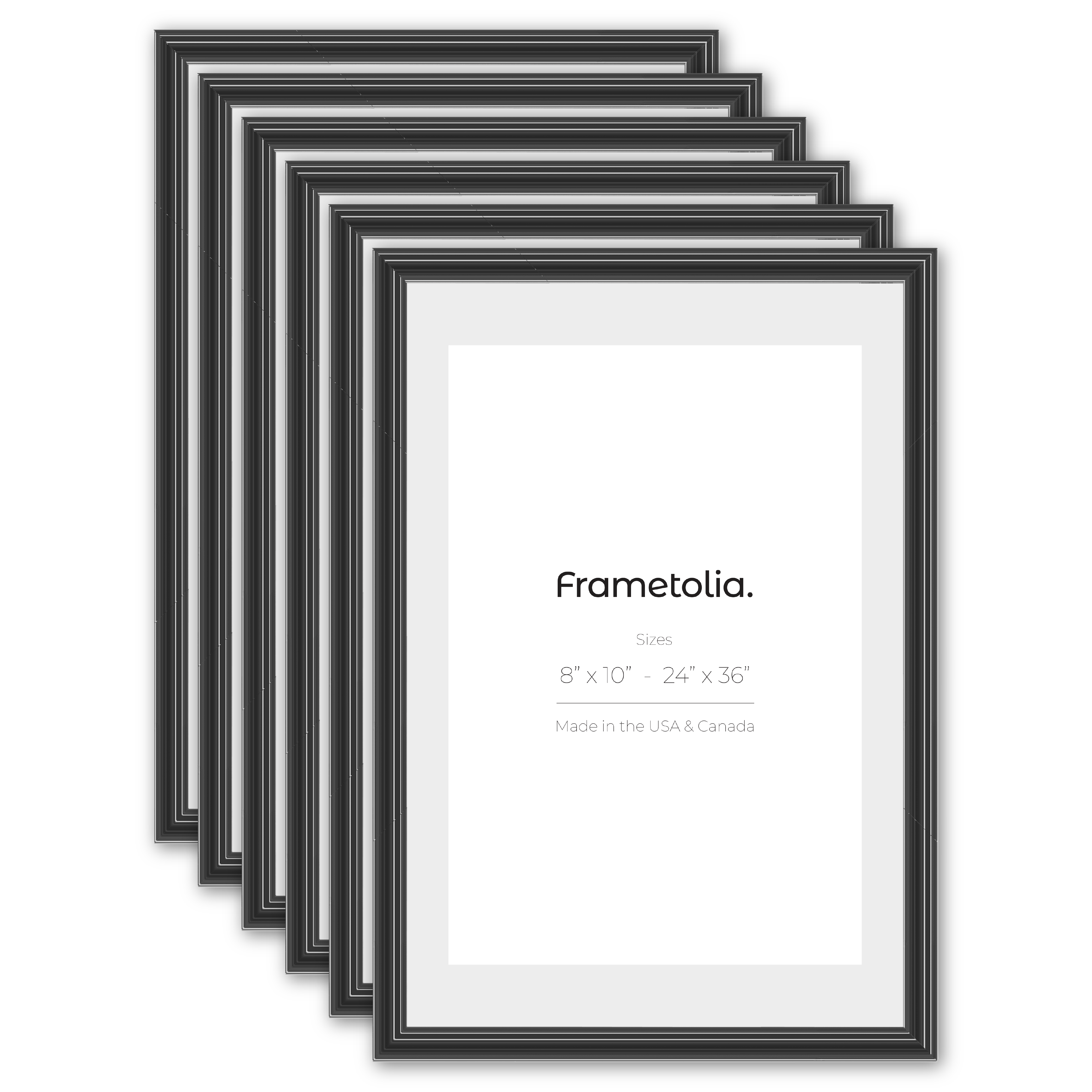 6-Pack Black Glossy Electric Wide Wall Frames - Modern Home & Office Decor for Living Room, Bedroom, or Gallery Display