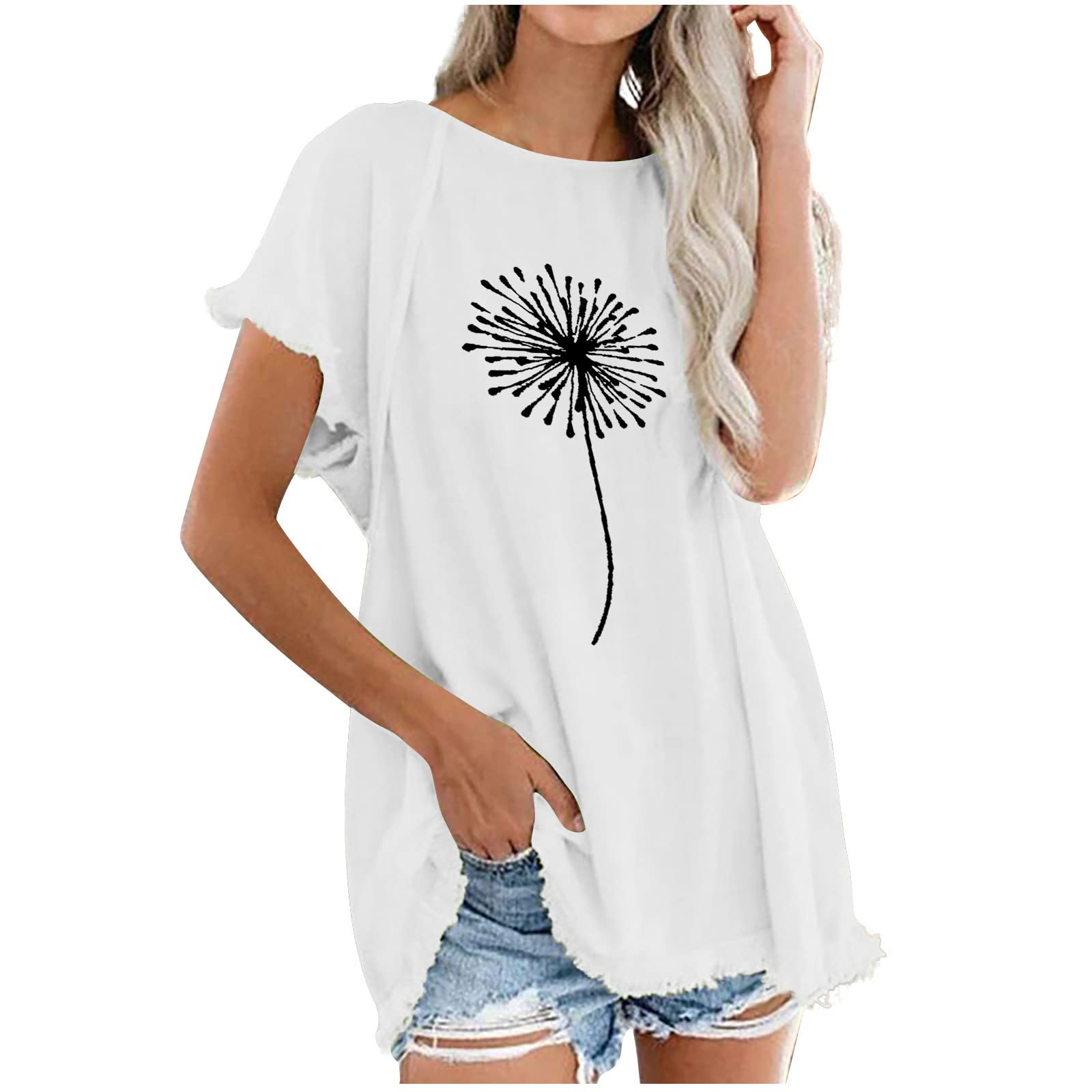 Women's Lightweight Long Sleeve Black Top - Summer Casual Round Neck Tassel T-Shirt | Trendy Fashion Tops for Everyday Wear, Office & Outings