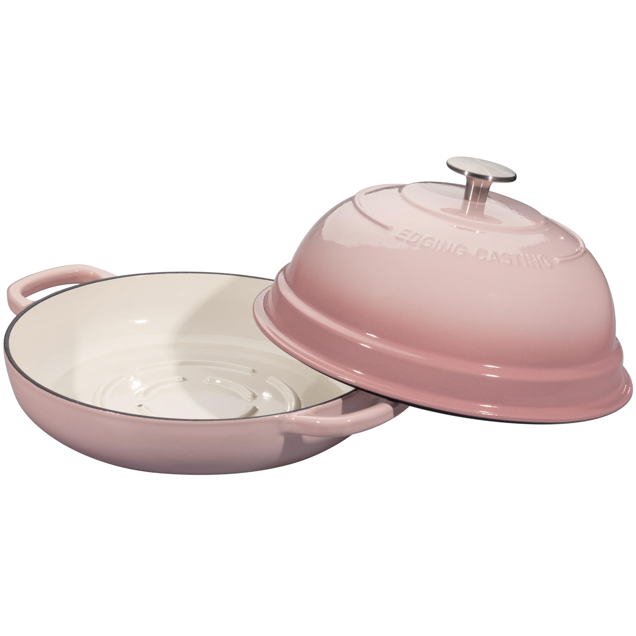 **Pink 6 Quart Enameled Cast Iron Dutch Oven with Lid – Round Bread Baking Pot for Homemade Sourdough, Stews, Soups & Roasts – Perfect for Kitchen, Camping & Outdoor Cooking**