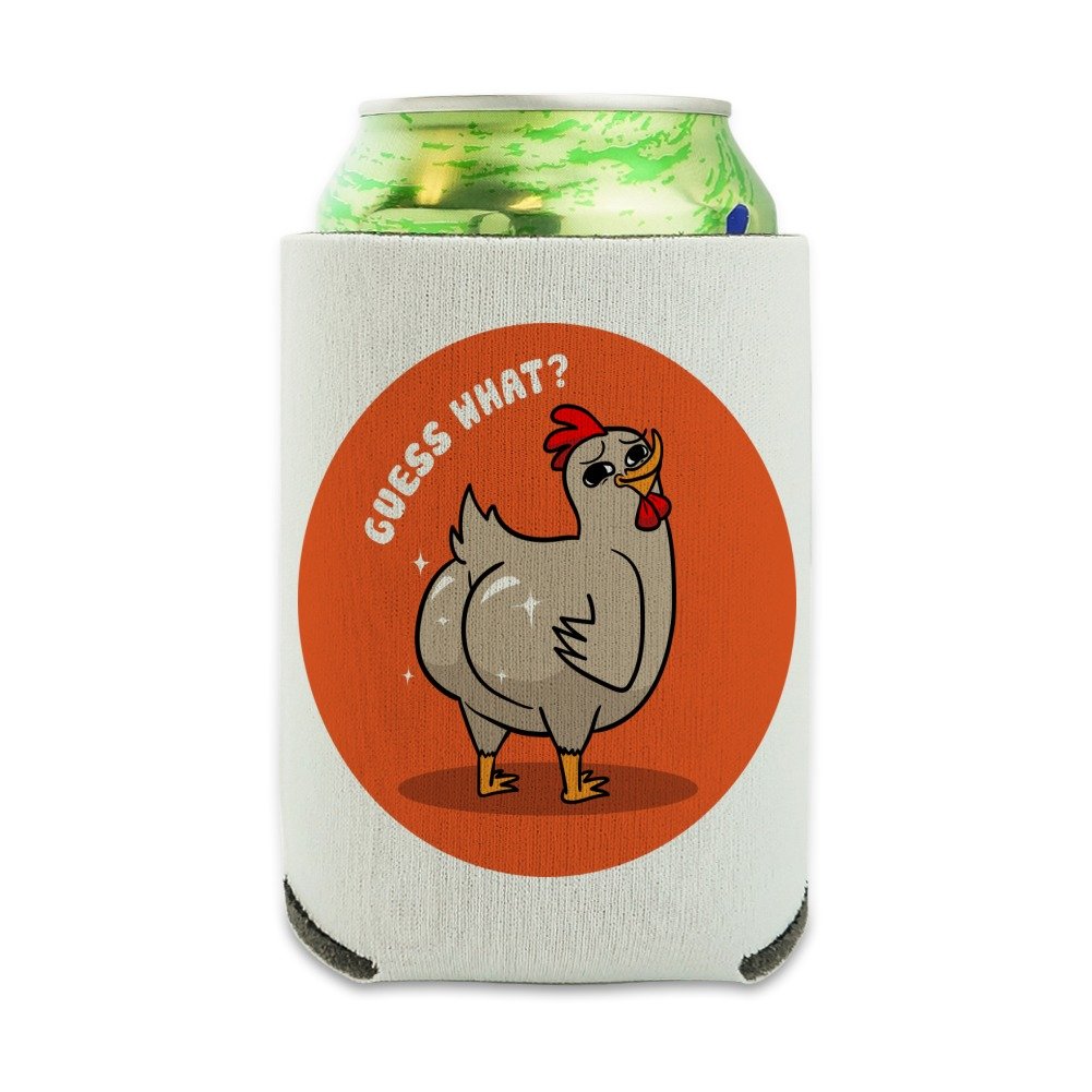 Guess What Chicken Butt Funny Can Cooler - Insulated Collapsible Drink Sleeve for Beer & Soda - Perfect for Parties, BBQs & Outdoor Adventures