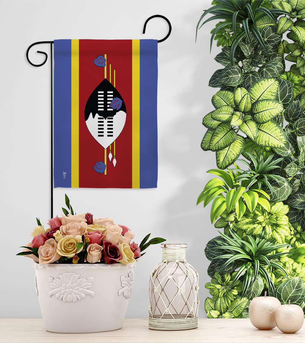 Americana Home & Garden Swaziland Double-Sided Garden Flag Set with Stand - Country & Regional House Decoration Banner for Yard, Patio & Outdoor Decor - Made in USA - Perfect for National Holidays, International Events & Home Landscaping