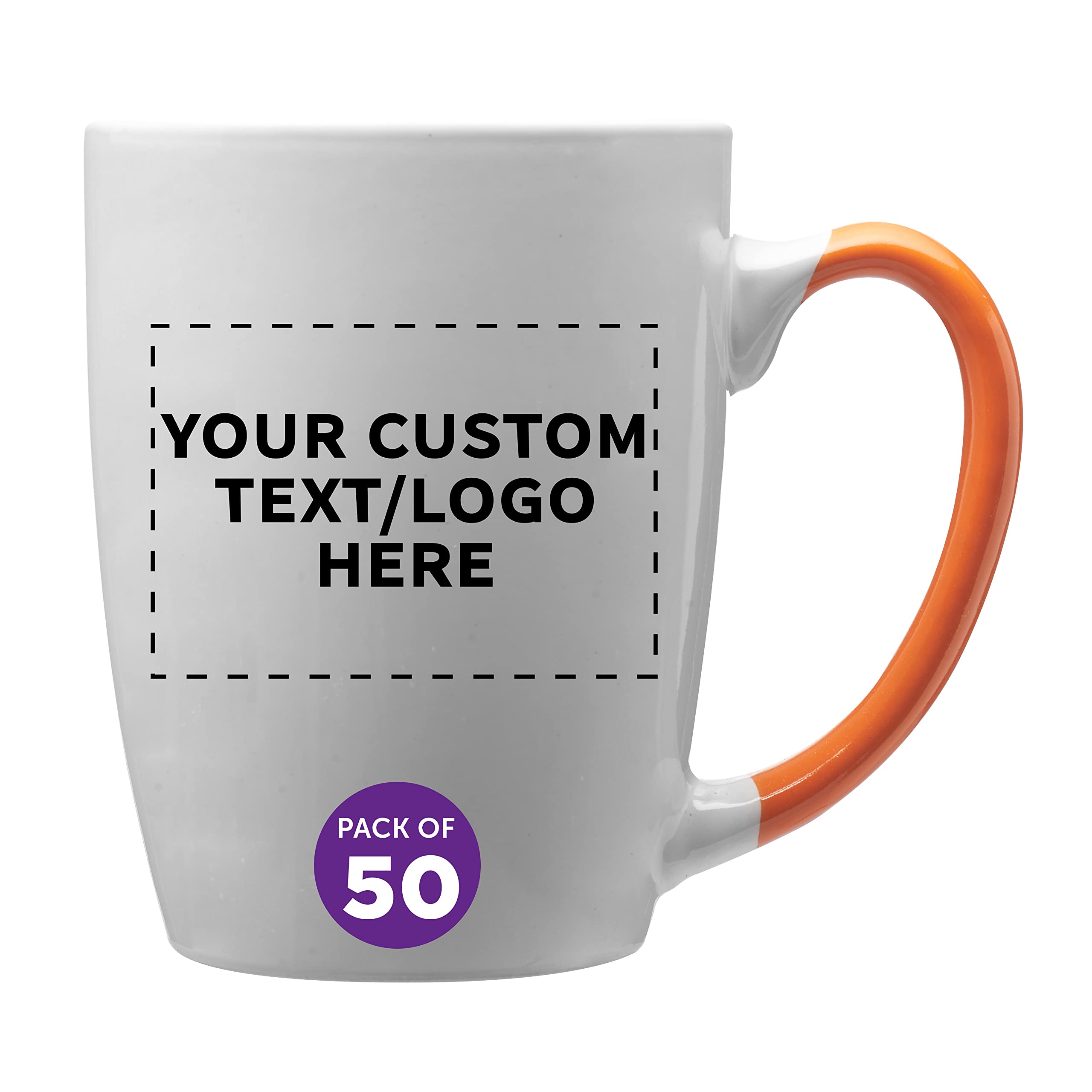 Custom Java Two-Tone Coffee Mugs 12 oz (Set of 50) - Bulk Personalized Coffee Cups for Office, Restaurants & Events - Great for Coffee, Tea, Hot Cocoa & Gifts - Orange