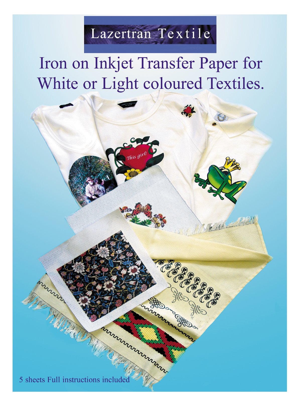 Premium Iron-on Inkjet Transfer Paper for Light Textiles - DIY Custom T-Shirts, Bags & Fabric Crafts - Perfect for Home Printing & Personalized Gifts