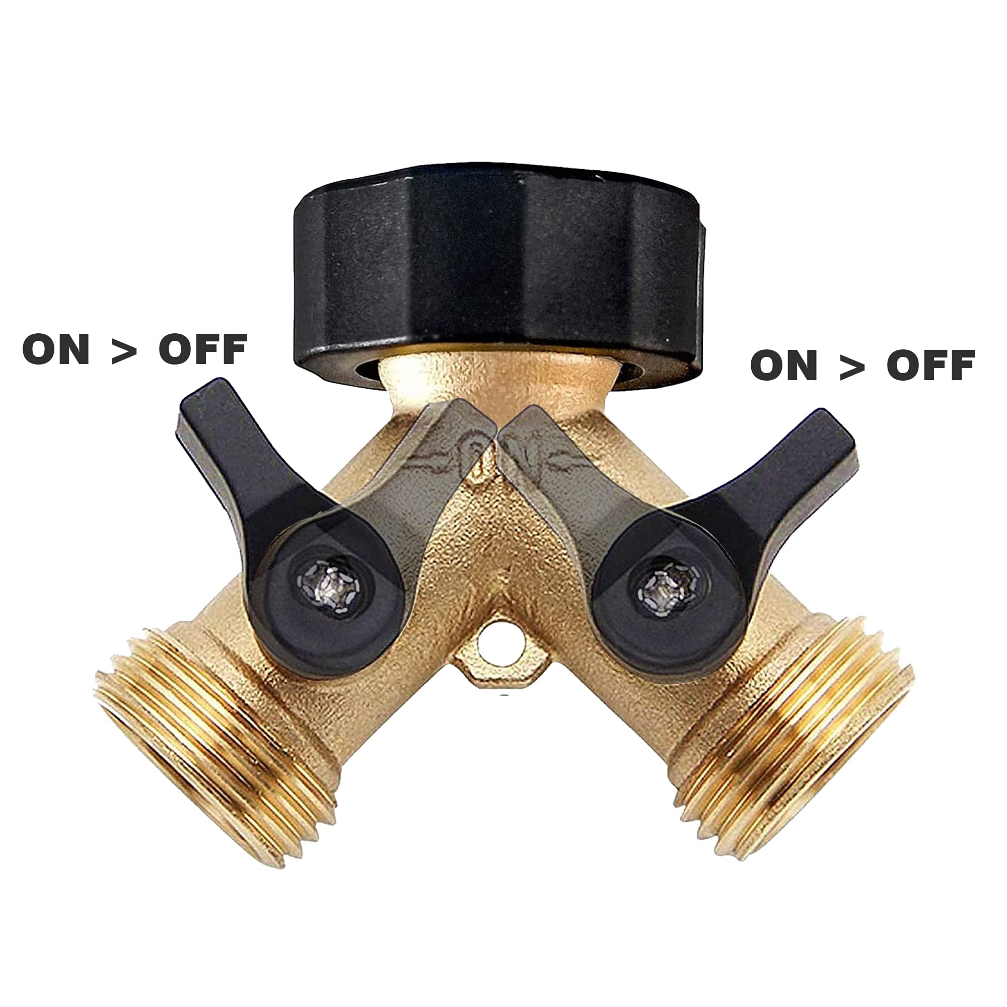 Heavy Duty 2-Way Brass Garden Hose Splitter with 2 Valves & Extra Rubber Washers - Perfect for Lawn Irrigation, Car Washing & Outdoor Watering