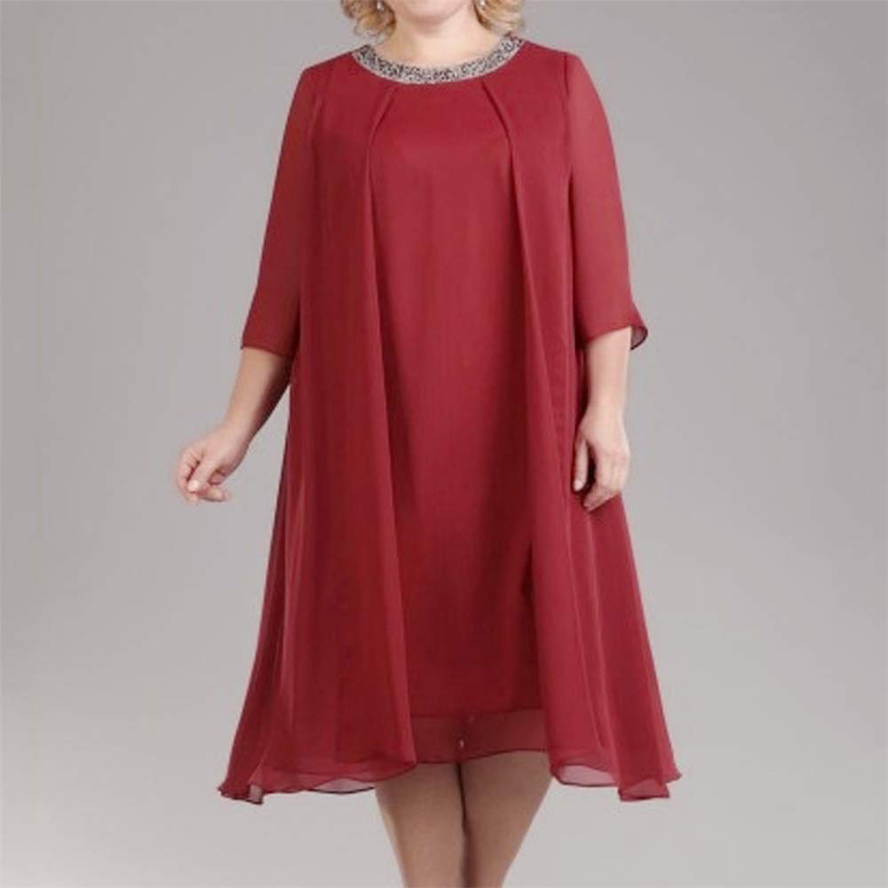 Aniywn Women's Scoop Neck Sequin Plus Size Cocktail Party Midi Dress - Wedding, Bridesmaid & Formal Evening Gown for Special Occasions