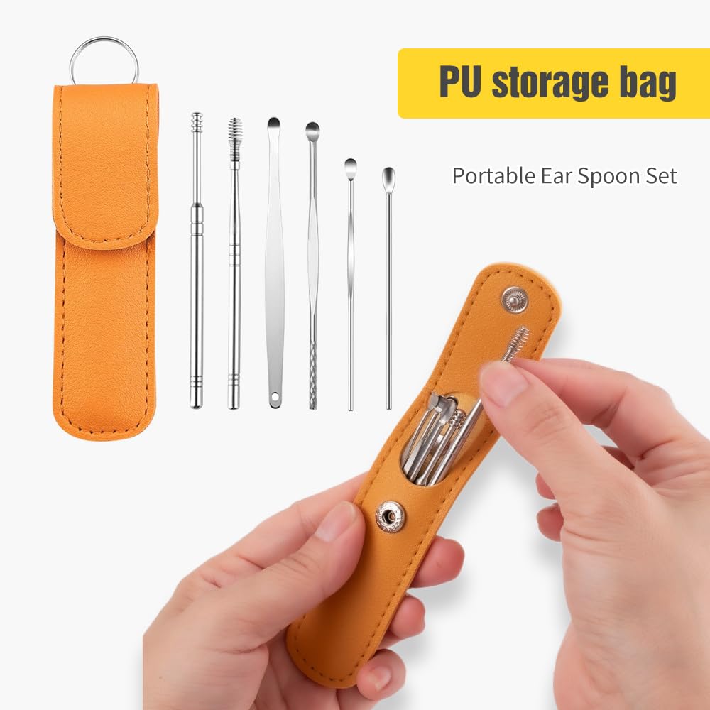 2024 Upgraded Ear Cleaning Kit - Safe & Portable Earwax Removal Tool Set with PU Leather Case for Family, Home & Travel | Gentle Ear Cleaner for Adults & Kids | Perfect for Daily Hygiene & Travel Essentials
