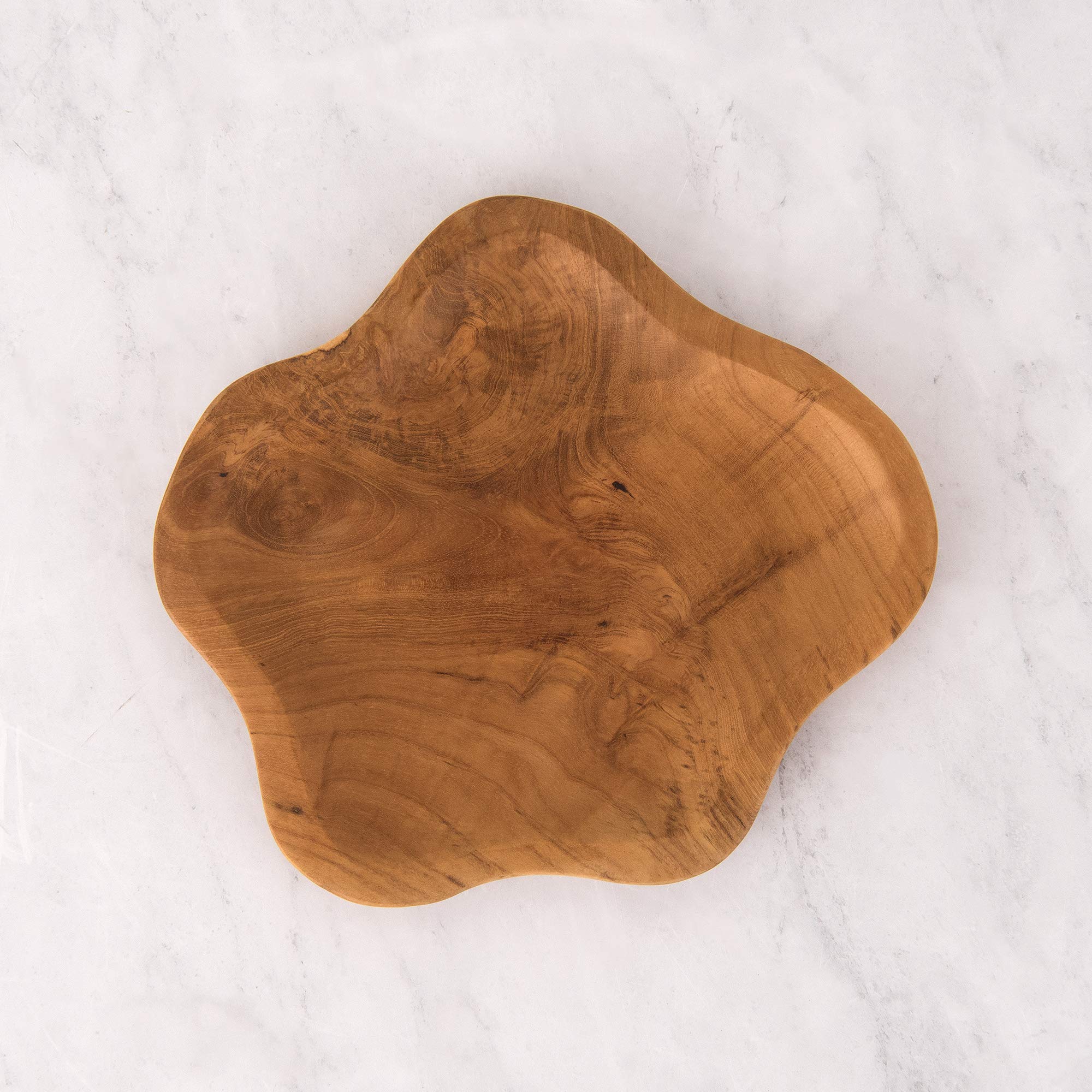 Premium Teak Wood Scallop-Edge Dinner Plates Set of 4 - Elegant Home Dining & Entertaining - Perfect for Restaurants, Weddings, and Special Occasions