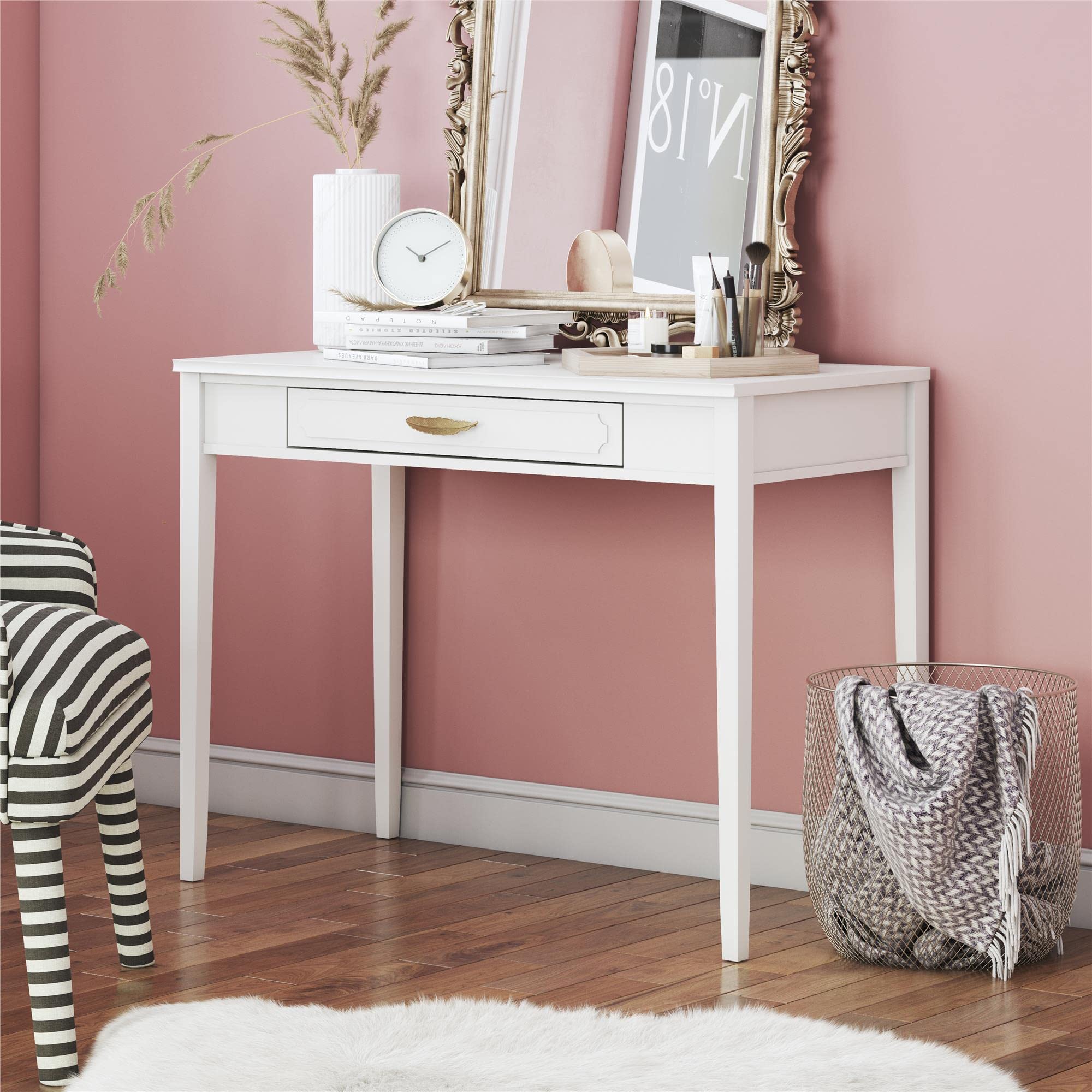 Mr. Kate Stella White Modern Writing Desk - Stylish Home Office Furniture for Small Spaces & Workspaces