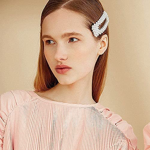 8 Pcs Korean Style Pearl Hair Clips - Large Soft Grip Barrettes & Hair Pins for Women & Girls - Perfect for Weddings, Parties & Everyday Styling Accessories