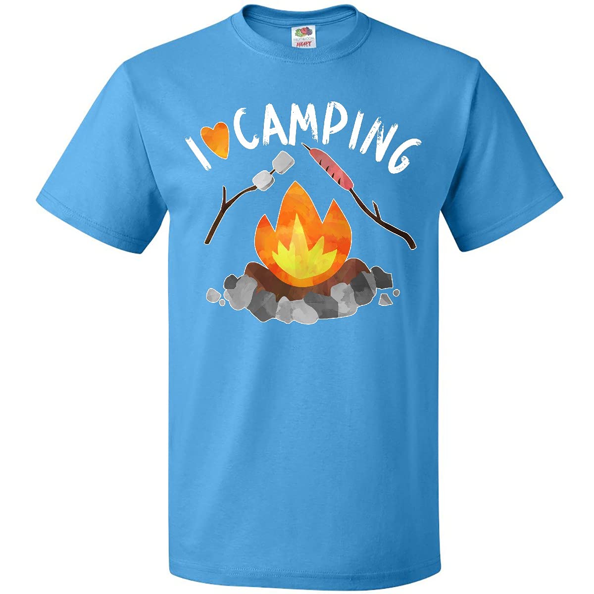 Inktastic I Love Camping T-Shirt - Campfire, Hot Dog & Marshmallows Design - Perfect for Outdoor Adventures, Hiking & Camping Trips