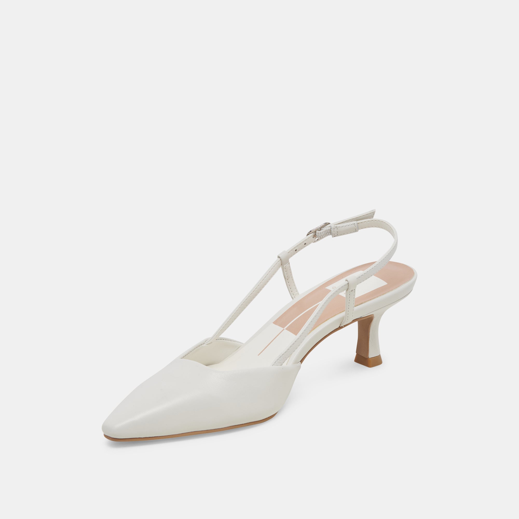 ODELA Women's White Leather Heels - Elegant High Heel Pumps for Office, Party & Wedding - Comfortable Dress Shoes for Women