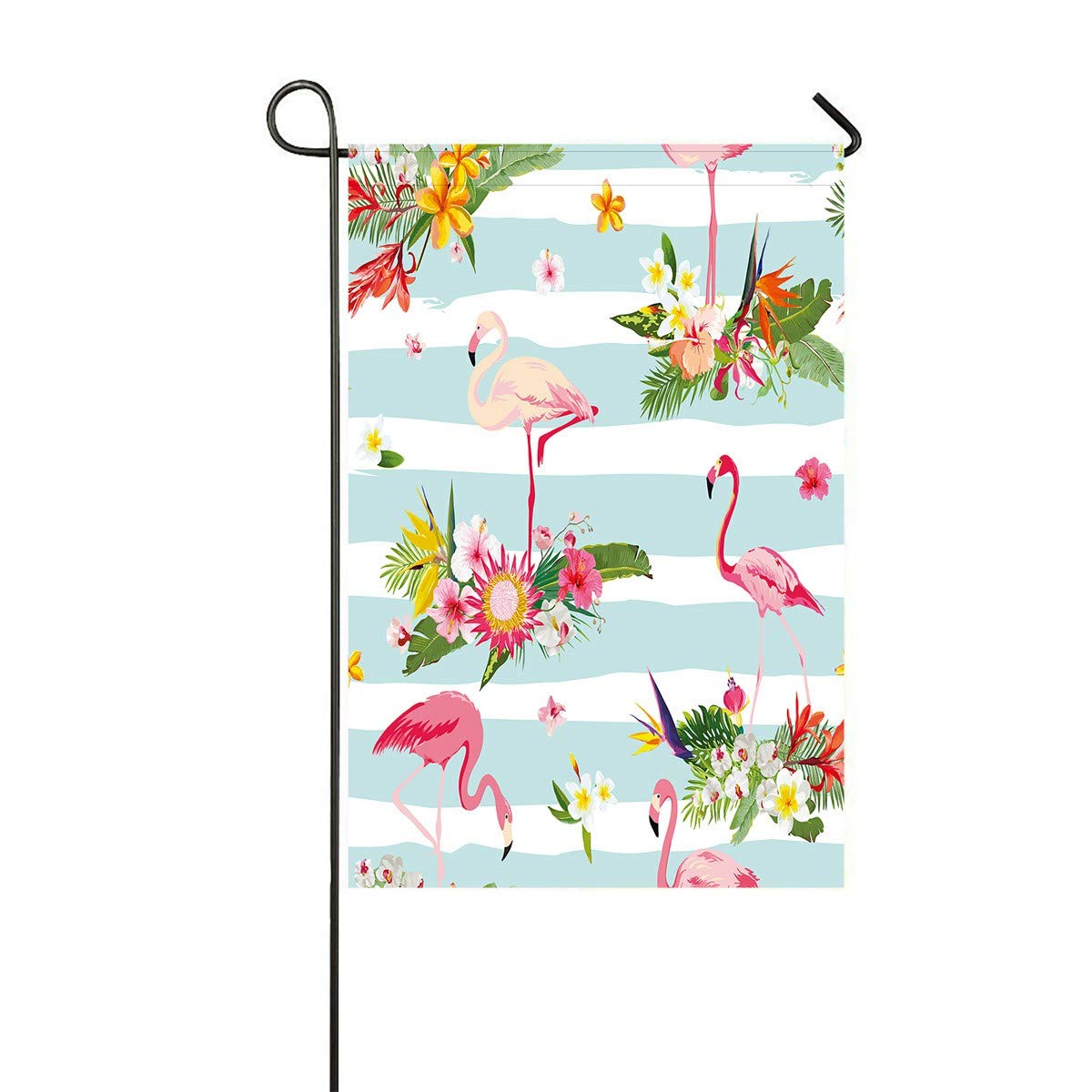 ECZJNT Flamingo Bird & Tropical Flowers Garden Flag - 12x18 Inch Outdoor Decorative Flag for Home, Party, Yard & Patio Decor - Perfect for Summer, Beach & Tropical Themed Events