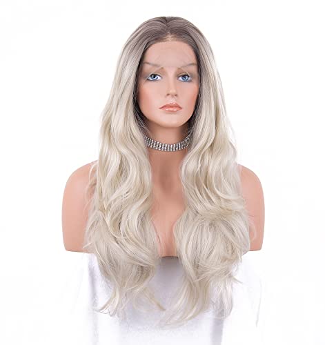Platinum Blonde Ombre Lace Front Wig - Natural Looking Human Hair Wig for Women | Perfect for Cosplay, Parties & Daily Wear