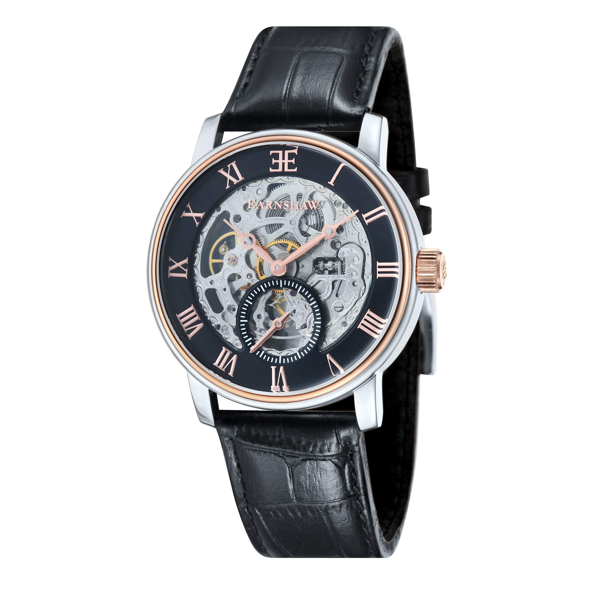 Thomas Earnshaw Westminster Men's Automatic Skeleton Watch - 42mm Stainless Steel Case with Genuine Leather Strap (Model ES-8041) - Luxury Dress Watch for Business, Formal Events & Gifts