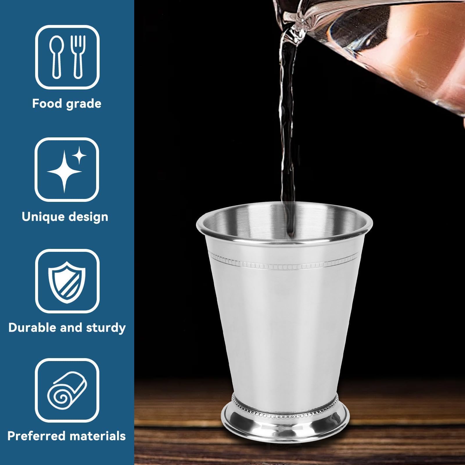 3-Piece Stainless Steel Cocktail Cups Set - 13.5oz/400ml Mint Julep Cups for Mixed Drinks, Iced Beer & Bar Accessories - Perfect for Home Bars, Parties & Outdoor Gatherings