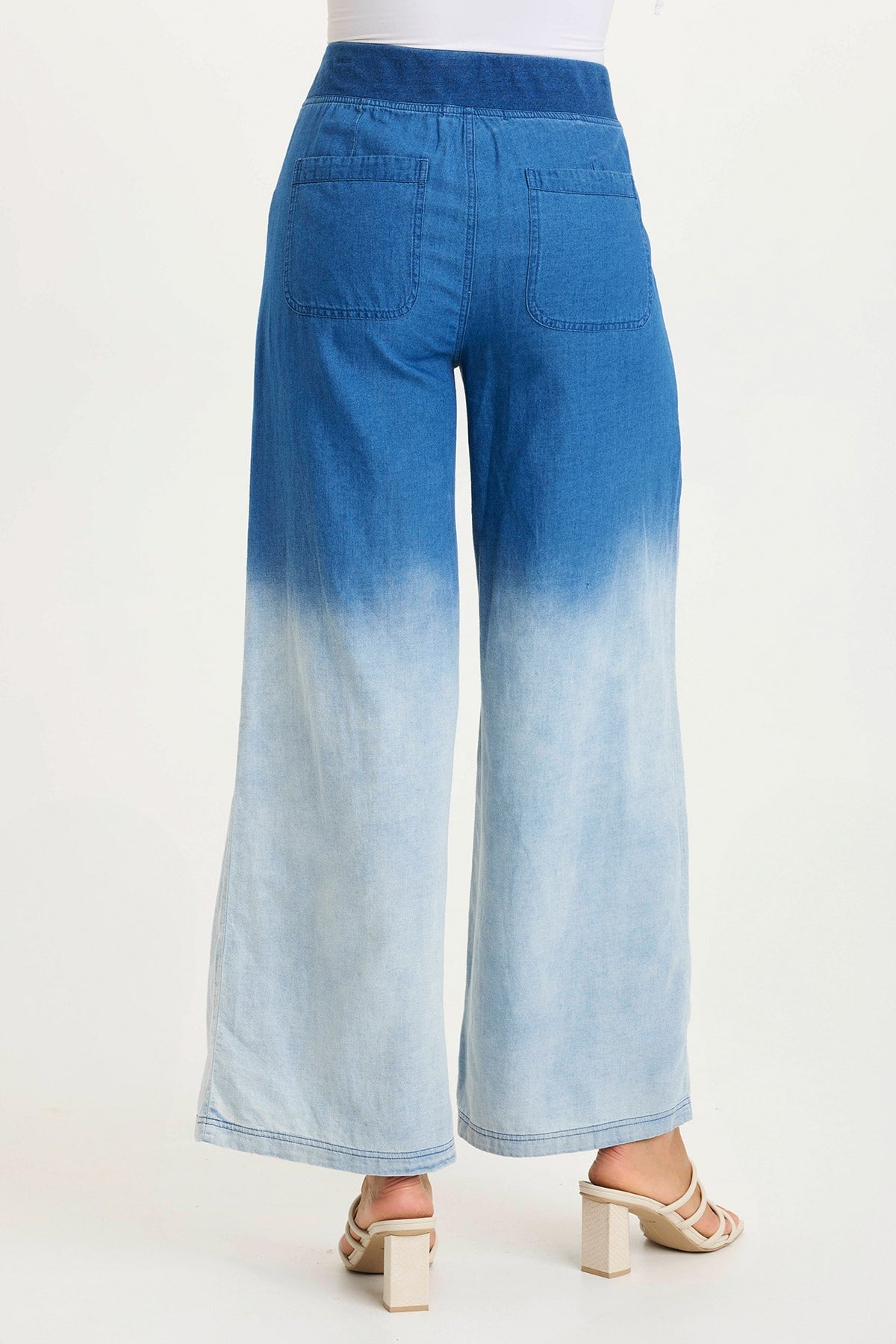 Ralston Indigo Twill Lightweight Pleated Wide Leg Pants for Women - Comfortable High Waist Casual Trousers for Work, Travel & Everyday Wear