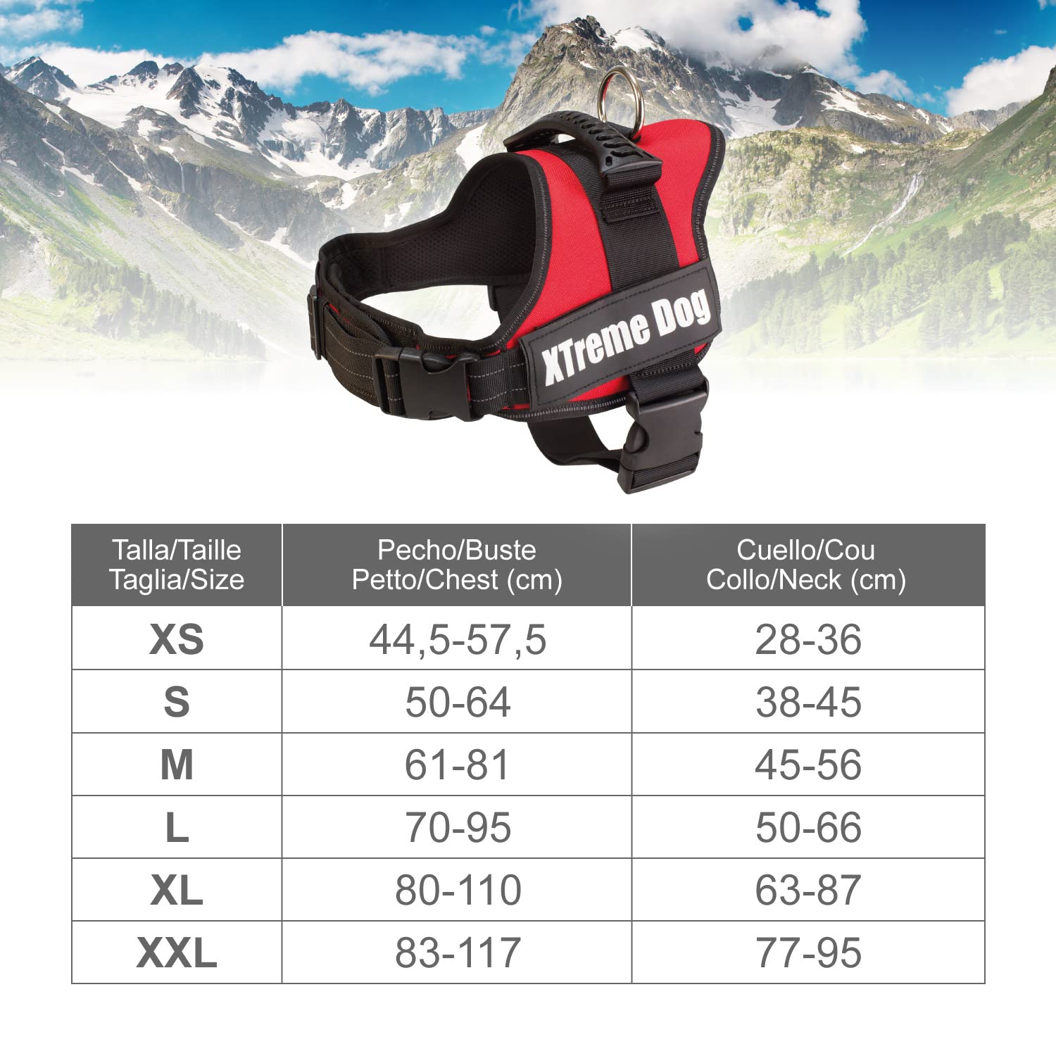 Xtreme Dog Harness for Small Dogs, Red, XS (44-57 cm) - Adjustable No-Pull Pet Vest for Walking, Running & Outdoor Adventures