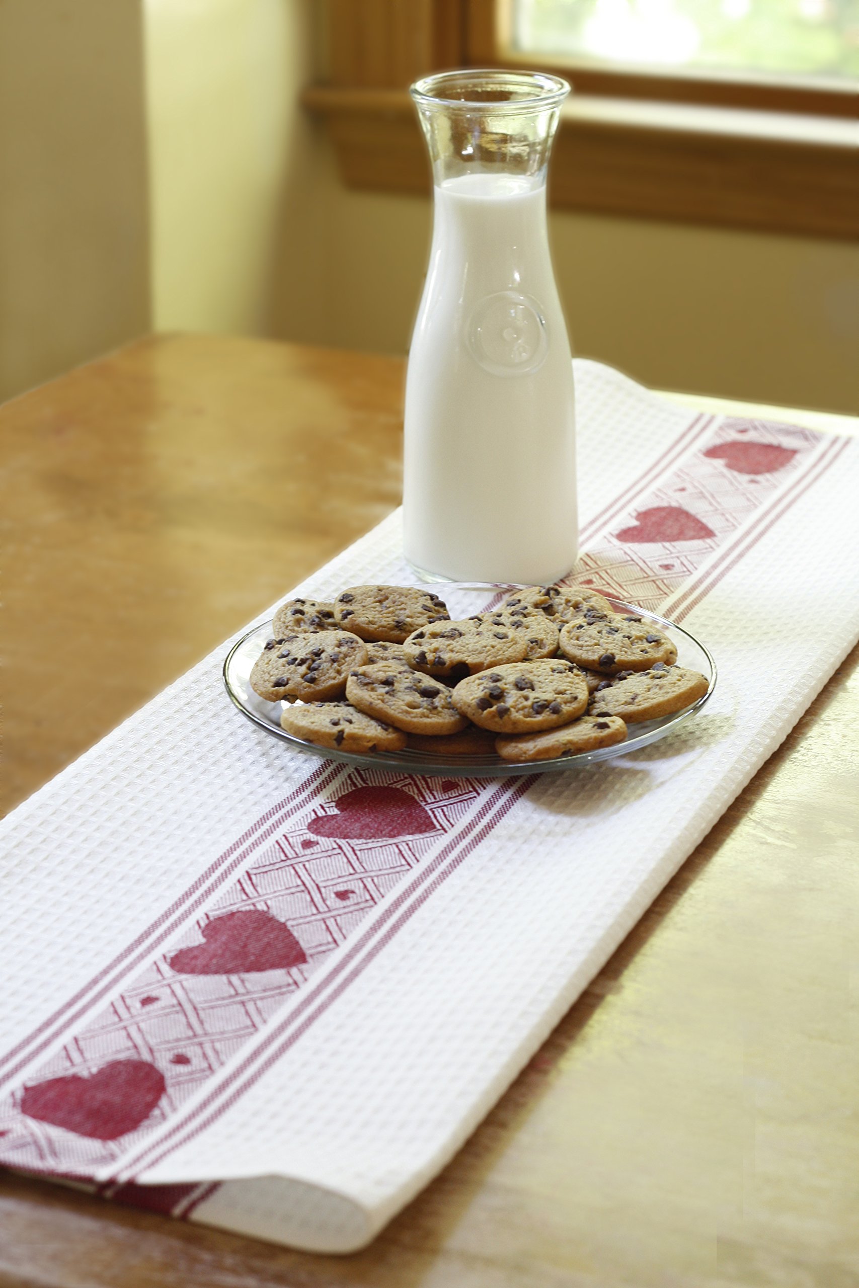 Premium Red Hearts Cotton Waffle Weave Kitchen Towels & Hand Towels Set - Absorbent, Soft & Durable for Cooking, Baking & Home Decor