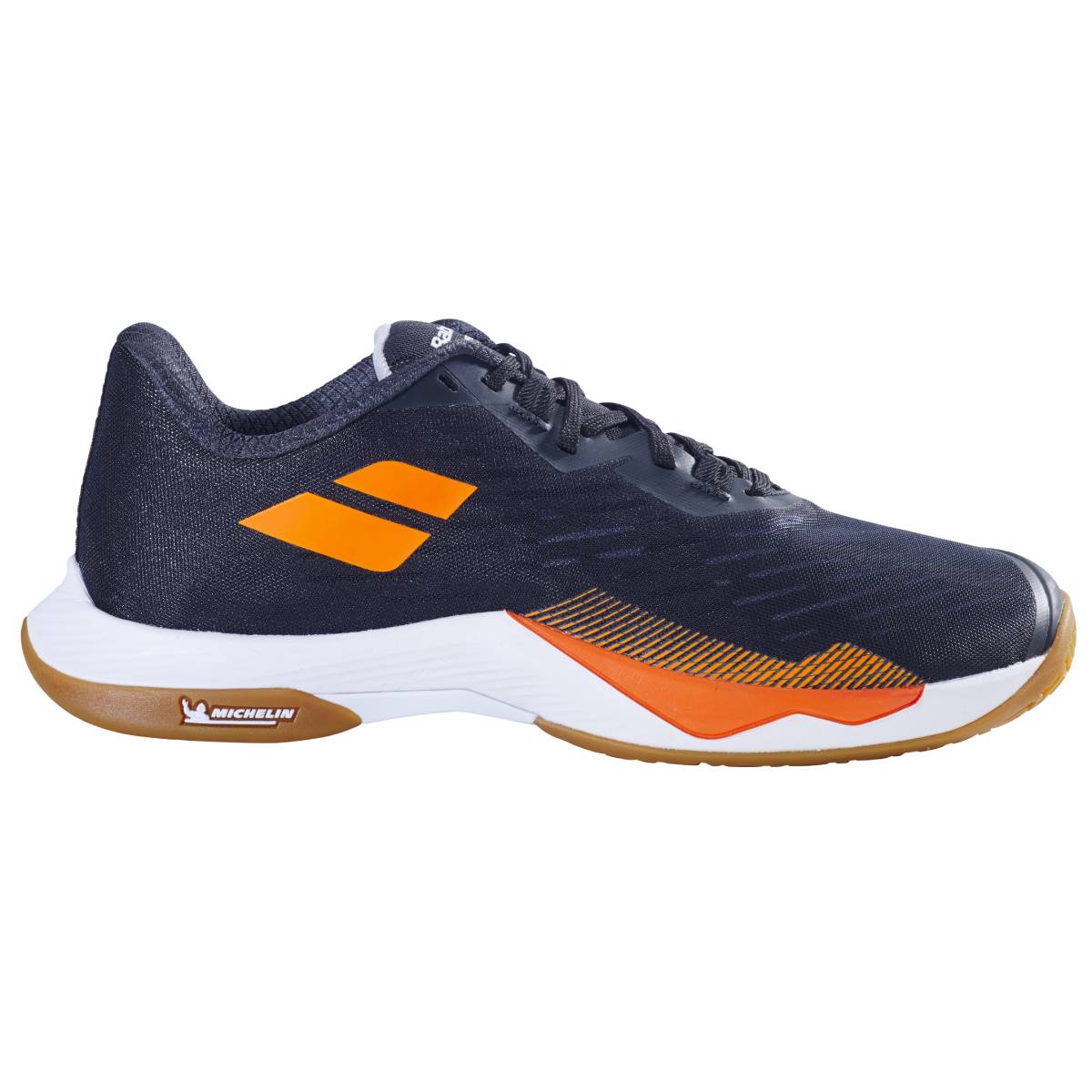 Babolat Shadow Tour Men's Indoor Court Shoes - Black/Orange | Tennis & Badminton Non-Marking Volleyball Shoes for Indoor Sports & Gym Training
