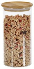 Premium Bamboo Glass Storage Jars - Airtight Kitchen Containers for Flour, Sugar & Dry Food (Set of 3) - Perfect for Pantry Organization & Bulk Food Storage