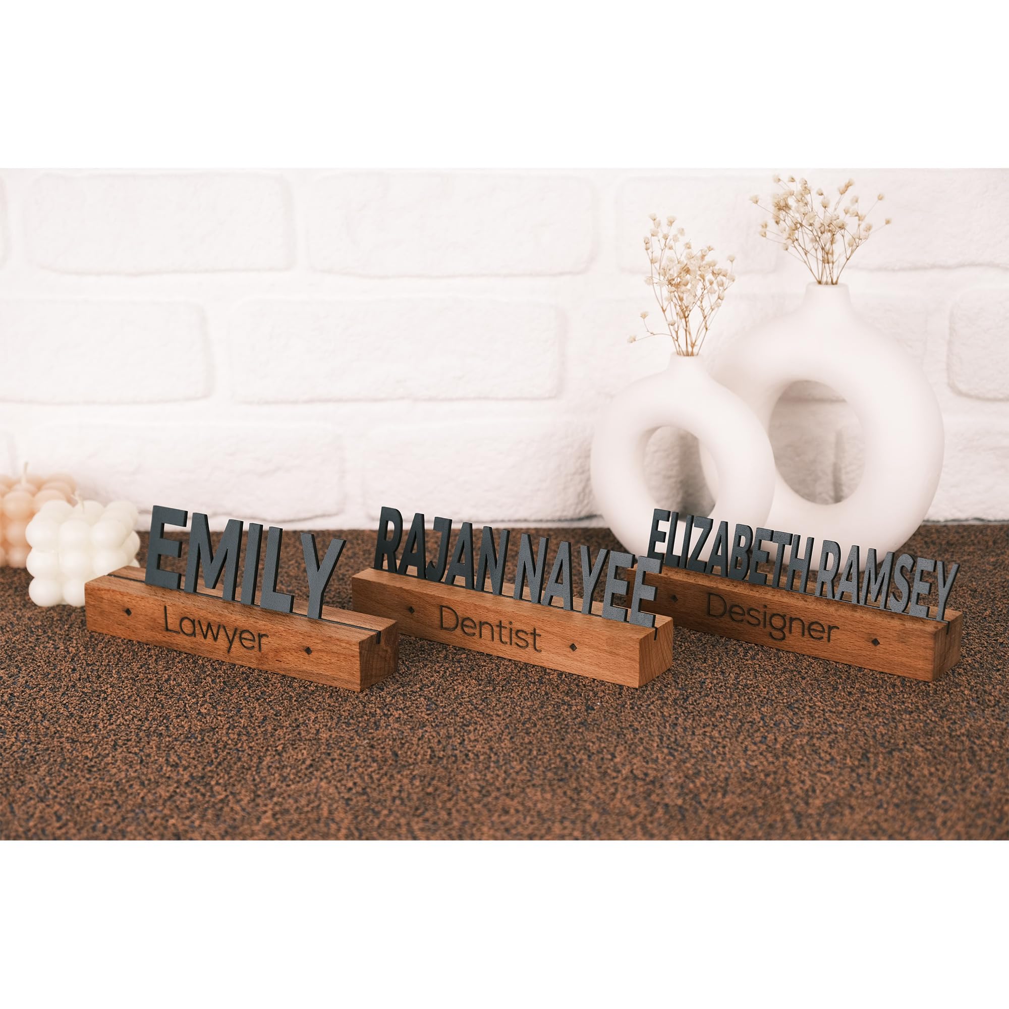 Custom Gold Acrylic on Black Wood Personalized Desk Name Plate - Elegant Office Desk Sign for Professionals | Perfect for Corporate Gifts, Executive Desks & Home Office Decor