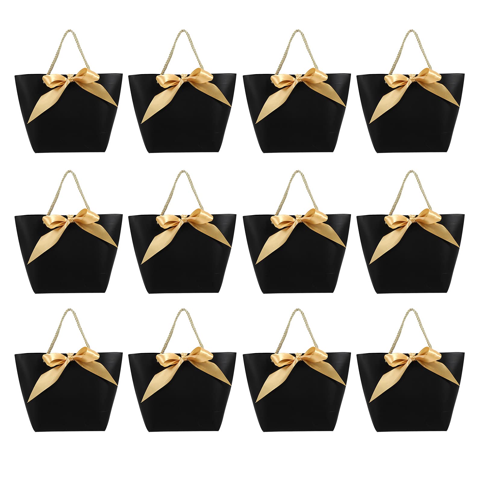 12Pcs Elegant Bowknot Design Gift Wrapping Paper Bags - Reusable Shopping Tote Bags for Parties, Weddings & Retail Packaging (Cabilock)