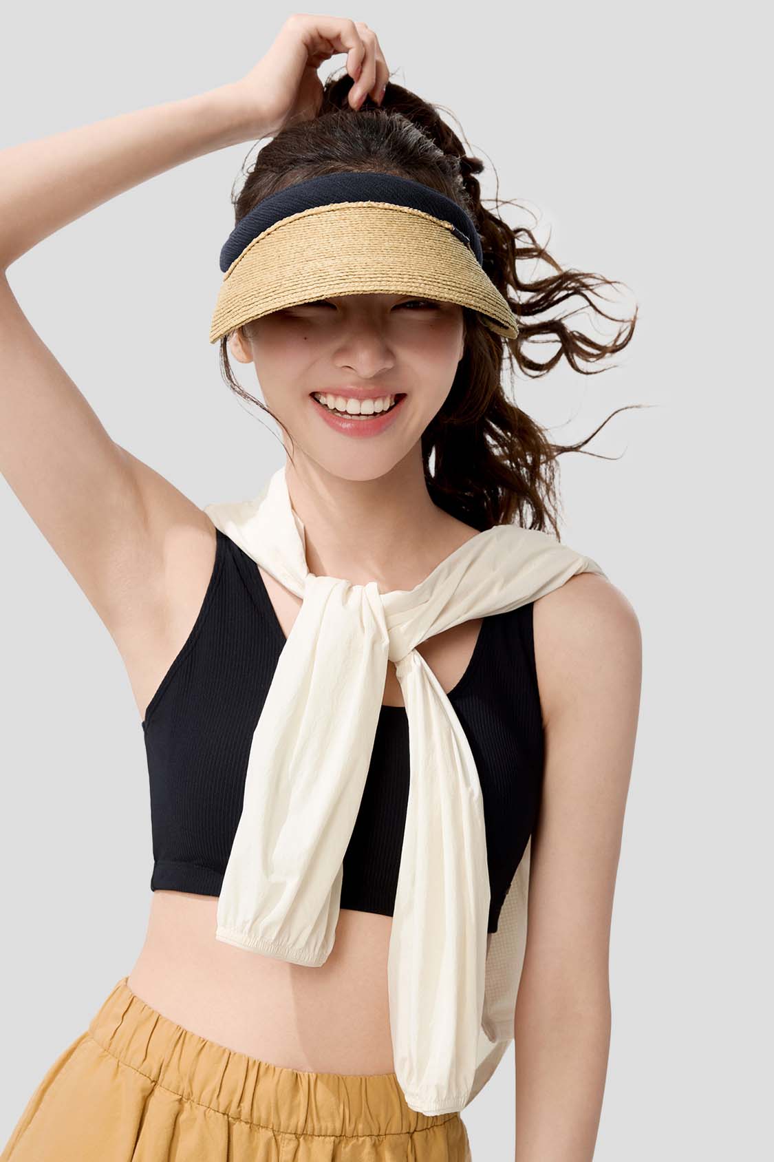 Aero Women's Open Top Black Gel Straw Hat UPF 100+ Sun Protection - Perfect for Beach, Pool, Gardening & Outdoor Activities