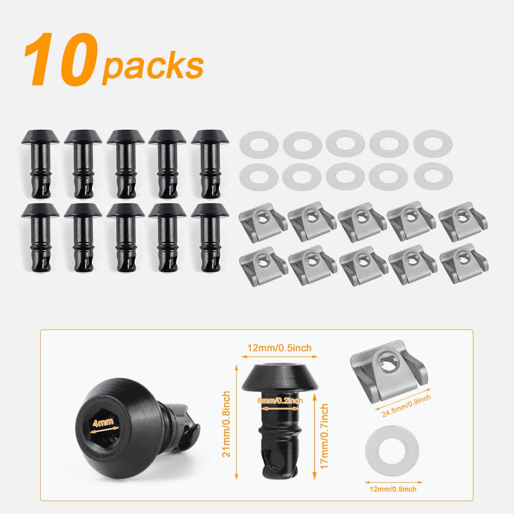 Xitomer 17mm Quick Release Fasteners - Universal Fairing Bolts for Motorcycle Racing (Black)
