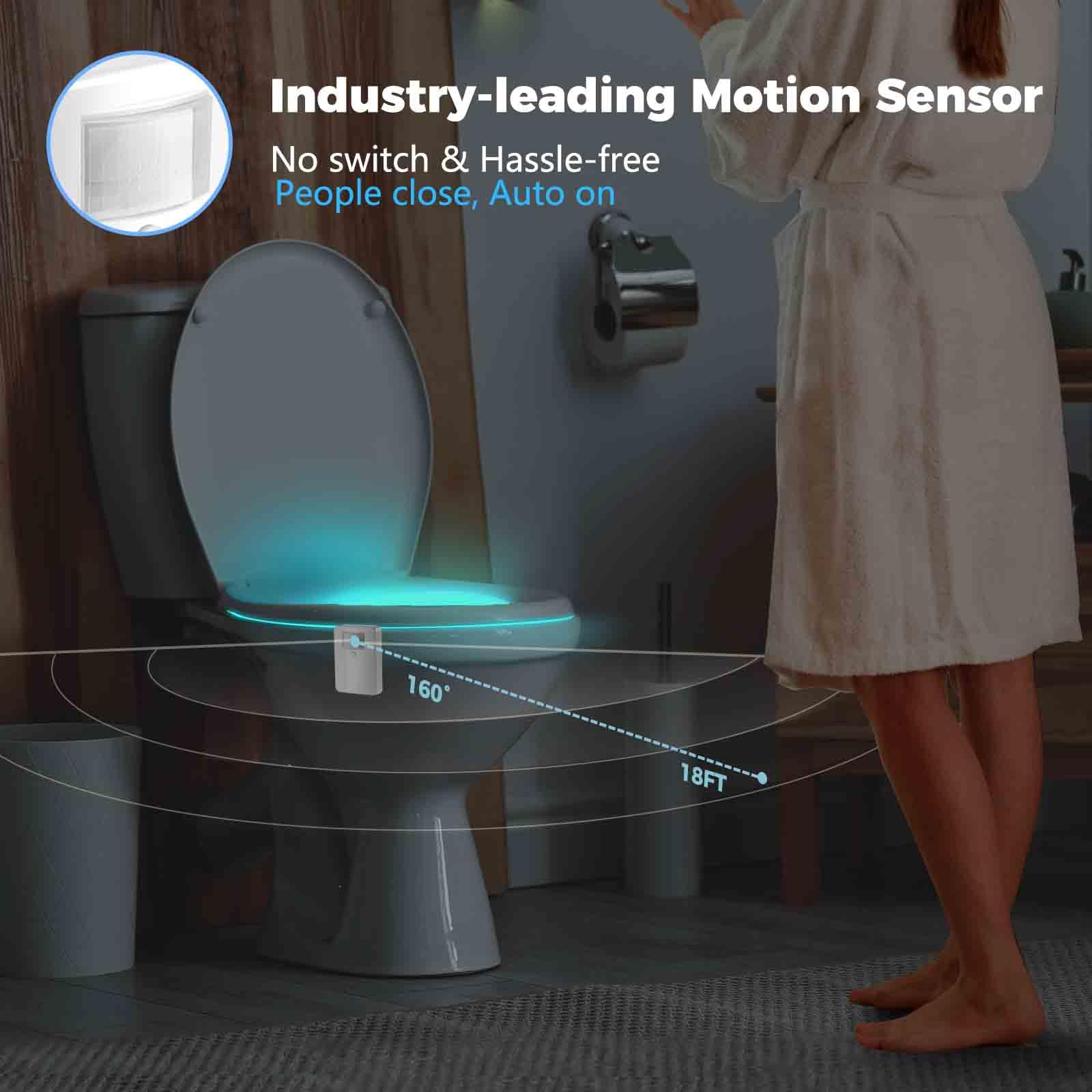 2 Pack Motion Sensor Toilet Bowl Night Light - LED Bathroom Nightlight for Safe Nighttime Use - Cool Gadget for Men, Boys, Teens - Perfect Father's Day Gift & Bathroom Decor Accessory - Ideal for Elderly Safety and Kids' Nighttime Bathroom Visits
