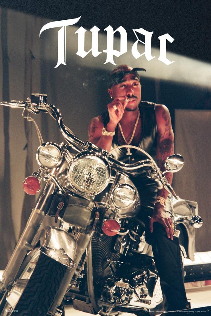 Tupac Poster - 2Pac Motorcycle Photo Canvas Wall Art (16x24) | 90s Hip Hop Rapper Decor | Vintage Mid 90s Memorabilia | Music Merchandise for Bedroom & Living Room Aesthetic