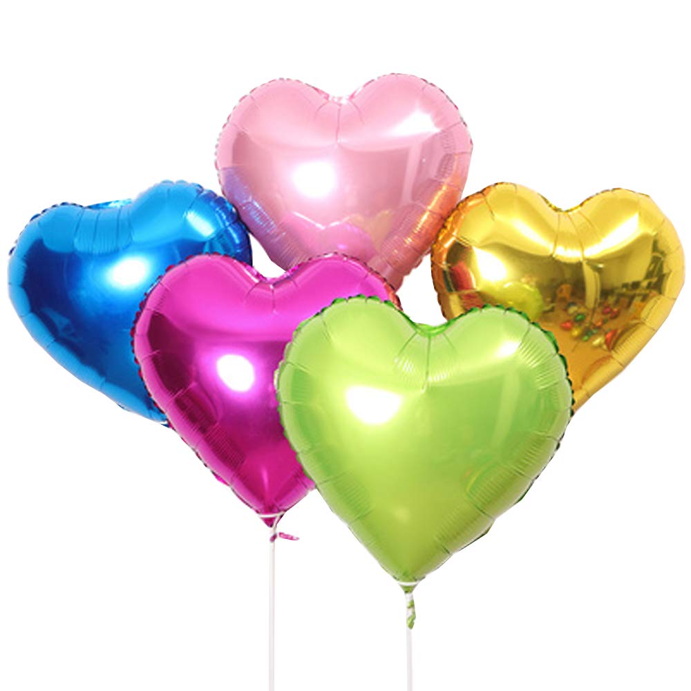 15pcs Heart Foil Balloons - 18 Inch Blue Gold Green Mylar Balloons for Romantic Love Wedding Birthday Party Decorations - Perfect for Valentine's Day, Anniversary, Baby Shower & Bridal Shower Decor
