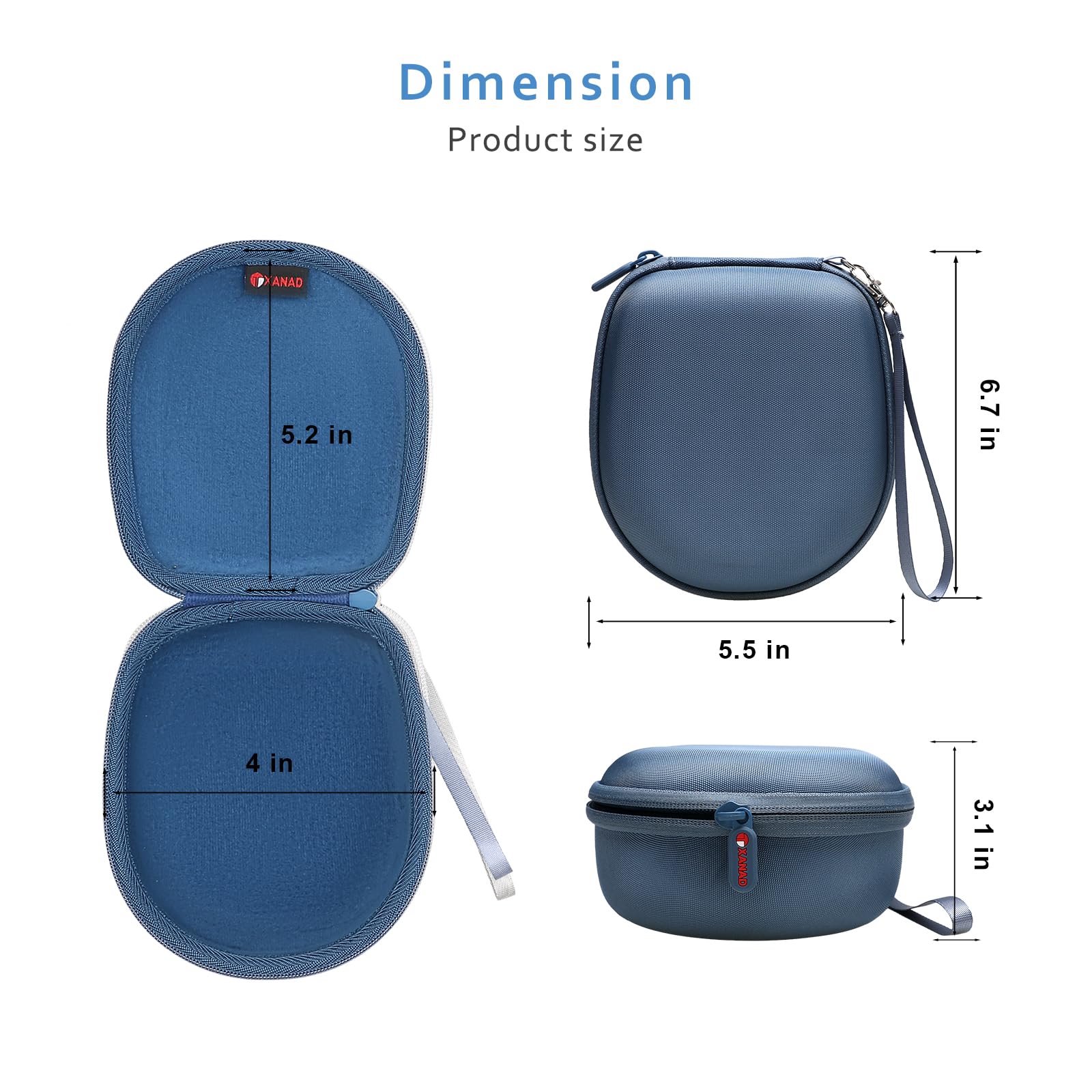 XANAD Kids Headphone Case - Protective Storage Pouch for iClever, EarFun, IMYB, Olyre, Nabevi, PowerLocus & Belkin Wireless Foldable Headphones (Dark Blue) - Perfect for Travel, School & Home Organization