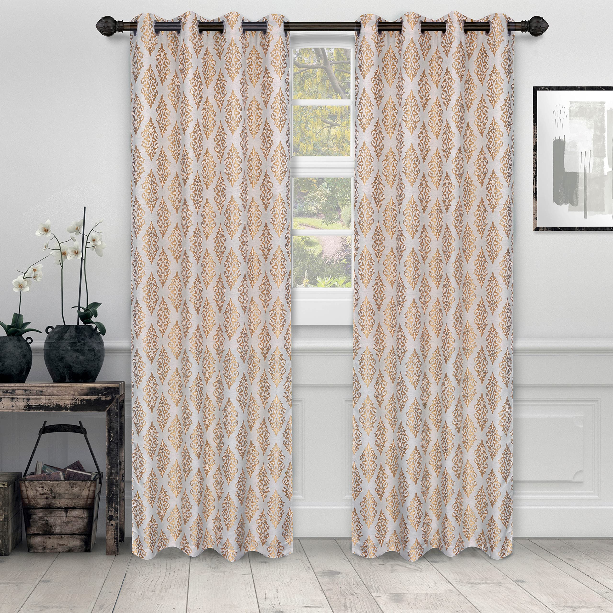 Elegant Jacquard Embroidered Curtains Set of 2 - 52