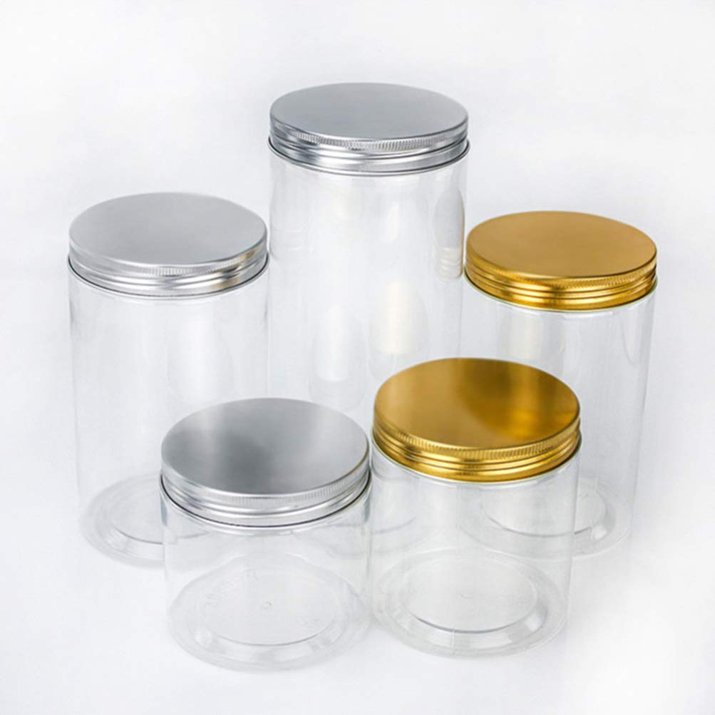 6-Piece Terrarium Spaghetti Food Storage Containers with Aluminum Screw-On Lids - Airtight Candy Jars, Grain Cans & Biscuit Organizer for Kitchen Pantry, Baking Supplies & Home Organization