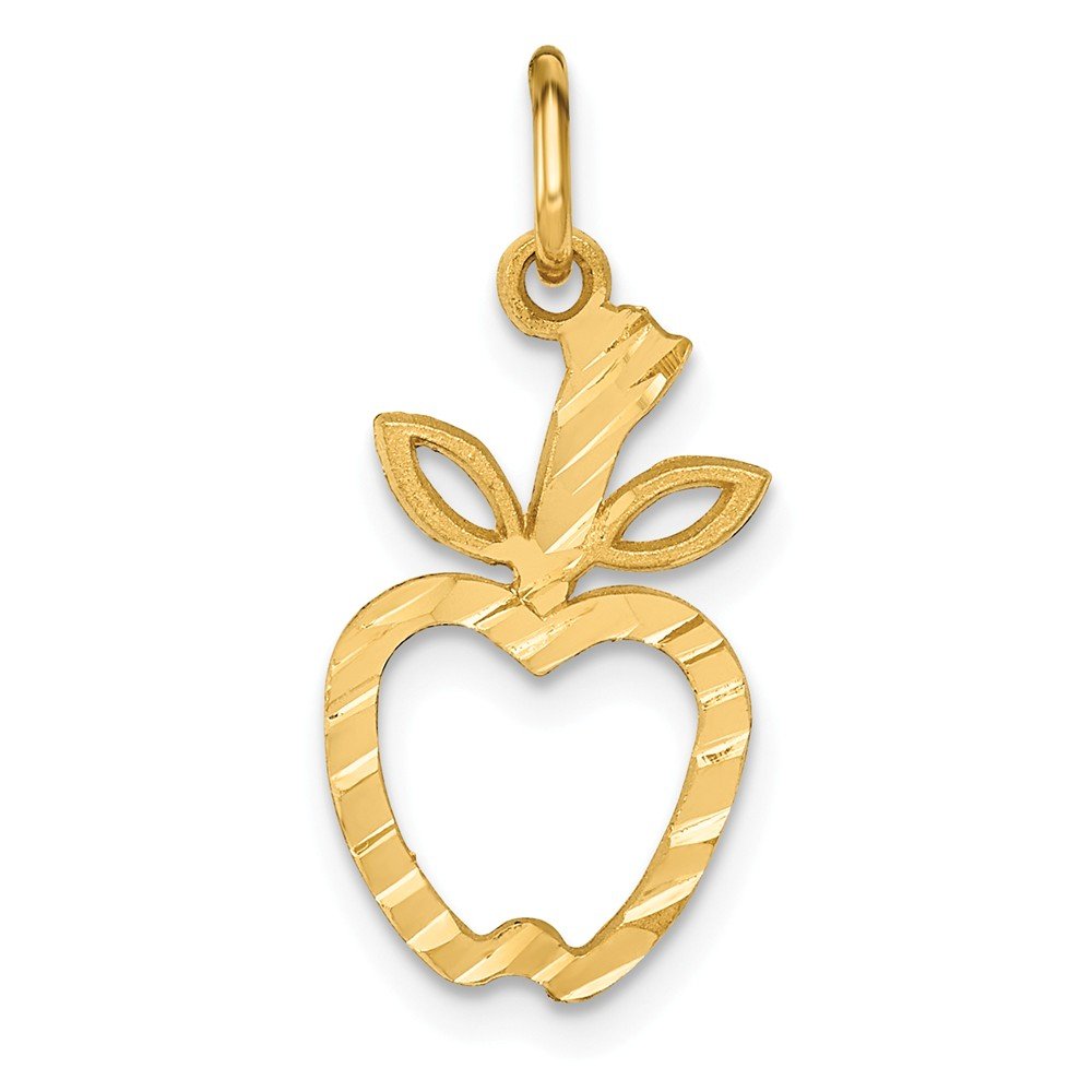 14K Solid Yellow Gold Apple Charm Pendant Necklace - 22mm x 11mm - Perfect for Birthdays, Gifts & Jewelry Collections