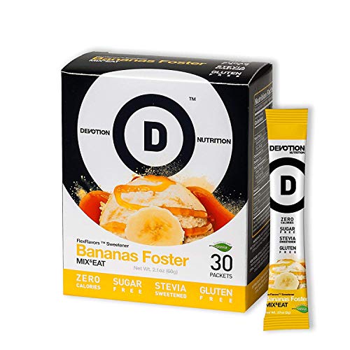 Devotion Nutrition Flex Flavors Stevia Sweetener Packets - Sugar Free, Dairy Free, Gluten Free, 0 Calorie, Keto Friendly - 30 Count (Bananas Foster Flavor) for Coffee, Tea, Baking & Healthy Lifestyle