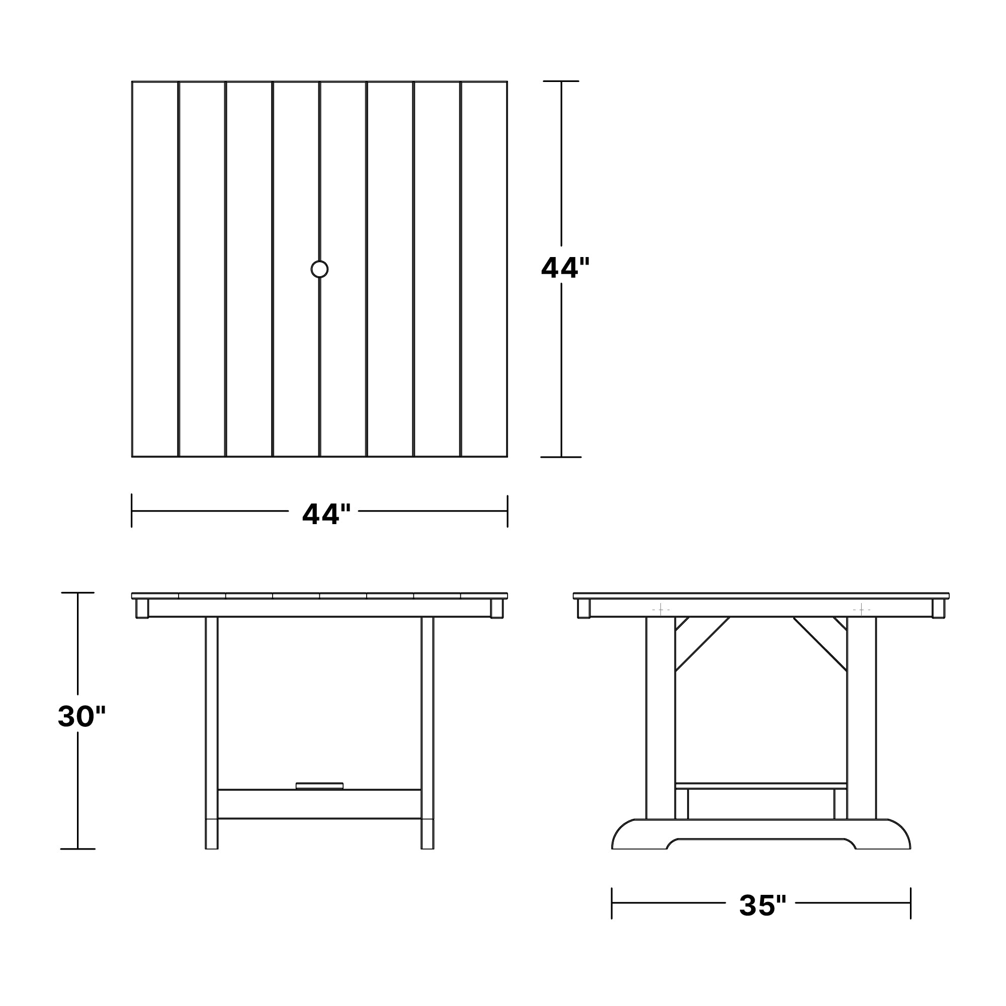 Heritage 44x44 Inch Square Dining Table - Solid Wood Farmhouse Style Kitchen Table for Family Meals & Entertaining