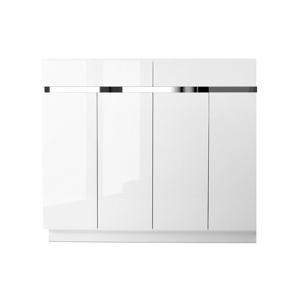 120cm Shoe Storage Cabinet - High Gloss White Shoe Rack with Drawers for Entryway, Closet & Bedroom Organization