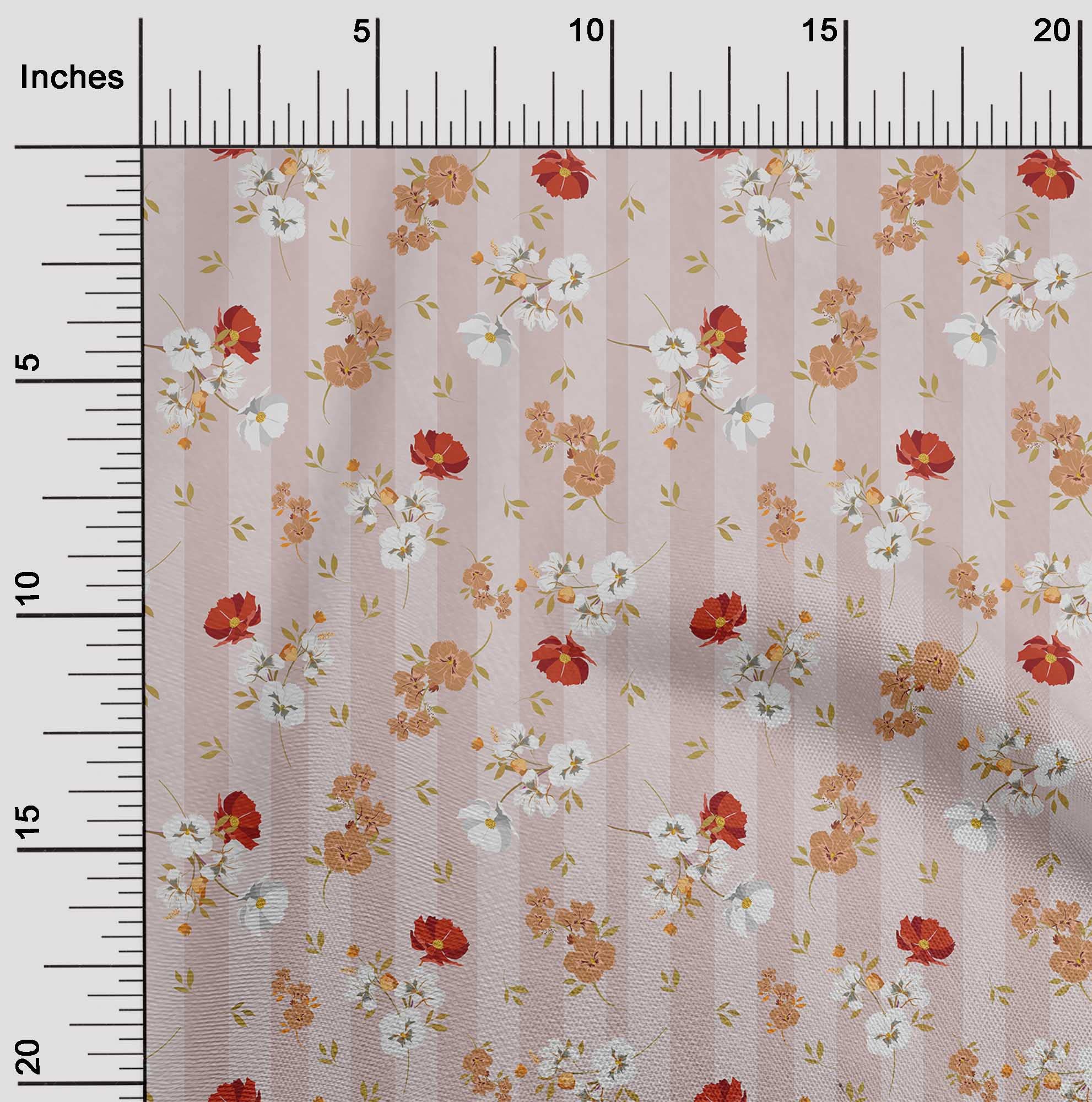 oneOone Viscose Chiffon Fabric - Dusty Pink Floral Printed DIY Sewing Material (42