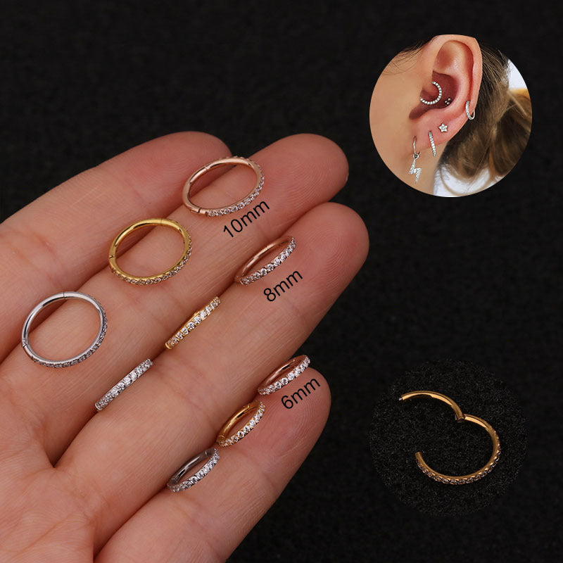 16G Gold Plated Cartilage Hoop Earrings for Women - 14K Gold Pave Studded Huggie Hoops - Perfect for Pierced Ears, Daily Wear & Special Occasions