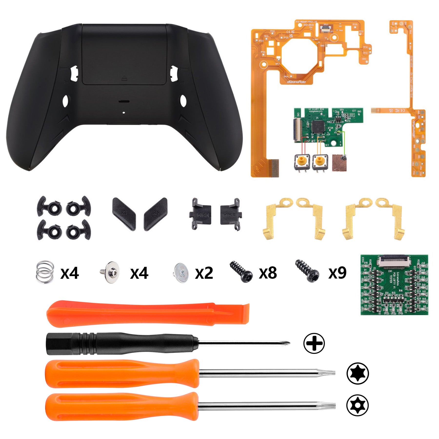 eXtremeRate Black Remappable Back Buttons & Trigger Stop Kit for Xbox One S/X Controller (Model 1708) - Upgrade Boards, Redesigned Shell & Side Rails - Perfect for FPS Gaming & Competitive Play