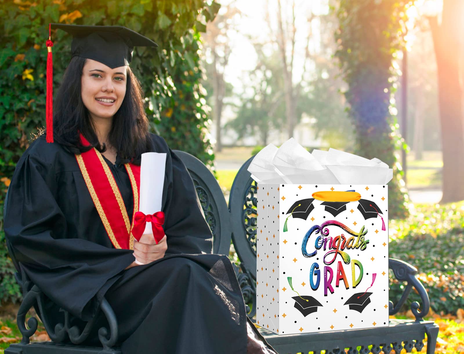 2022 Graduation Gift Bags - 11.5 Inch Congrats Grad Party Favor Bags with Tissue Paper for College, High School, 8th Grade & Kindergarten | Perfect for Graduation Ceremonies, Class Parties & Nursing School Celebrations
