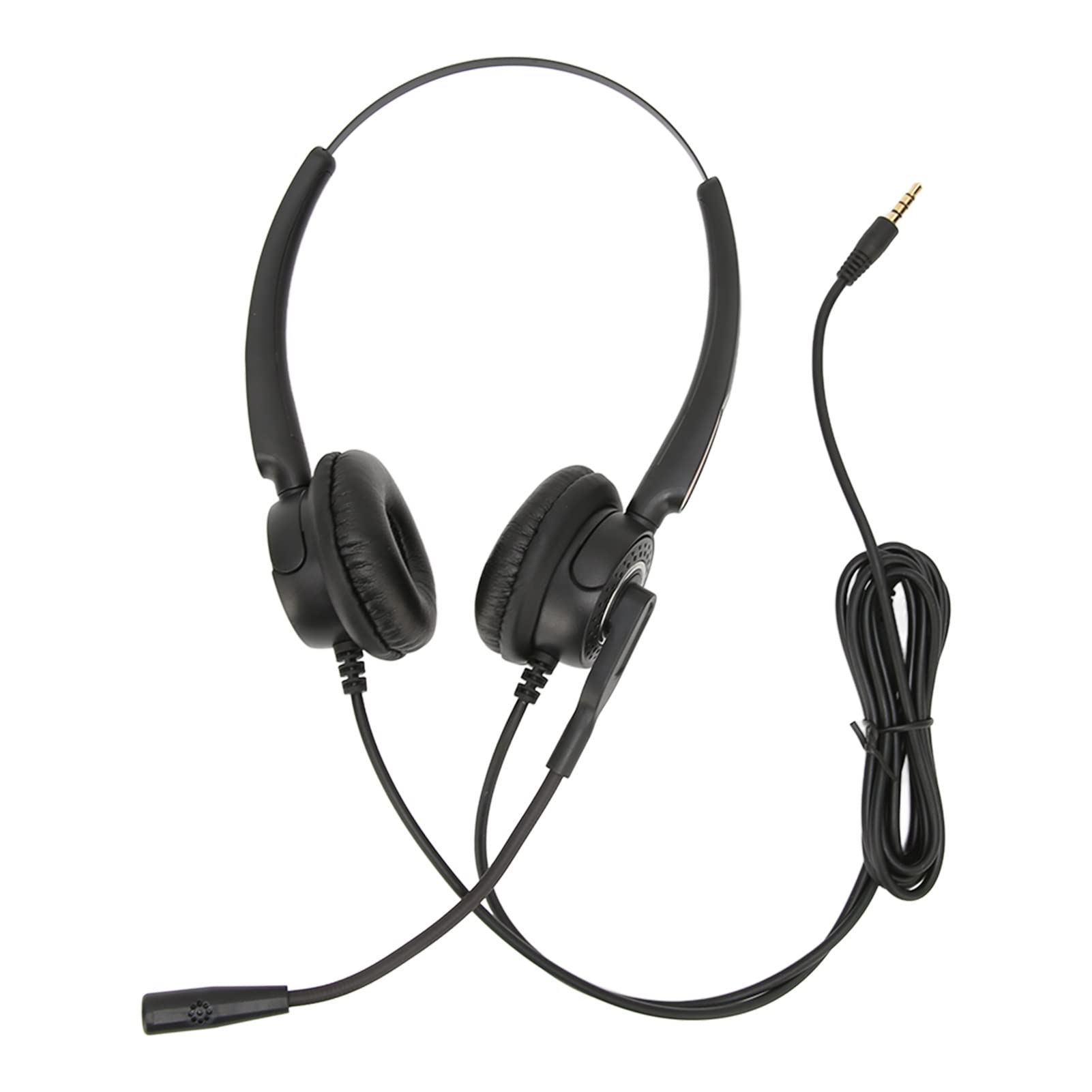 Noise Cancelling 3.5mm Wired On-Ear Headphones with Rotating Boom Mic - 180° Ear Cup & 330° Microphone Rotation - Perfect for Call Centers, Telemarketing, Customer Service & Conference Calls - Office, Remote Work & Business Communication Headset