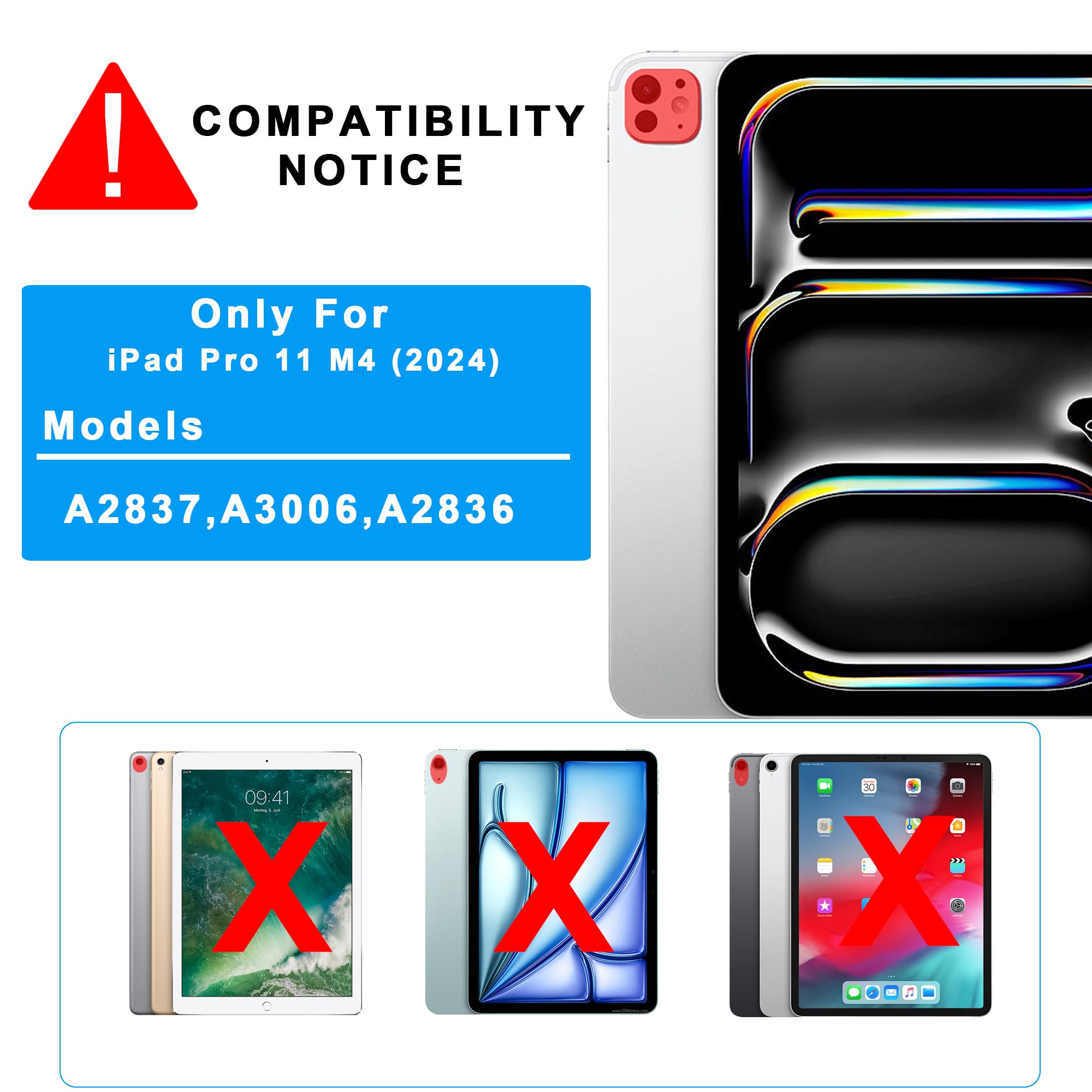 2024 iPad Pro 11-inch (M4) Keyboard Case with Detachable Backlit Keyboard - 7-Color DIY 3-Zone Lighting, Touchpad, Pen Holder & Adjustable Kickstand | Perfect for Work, Study & Travel