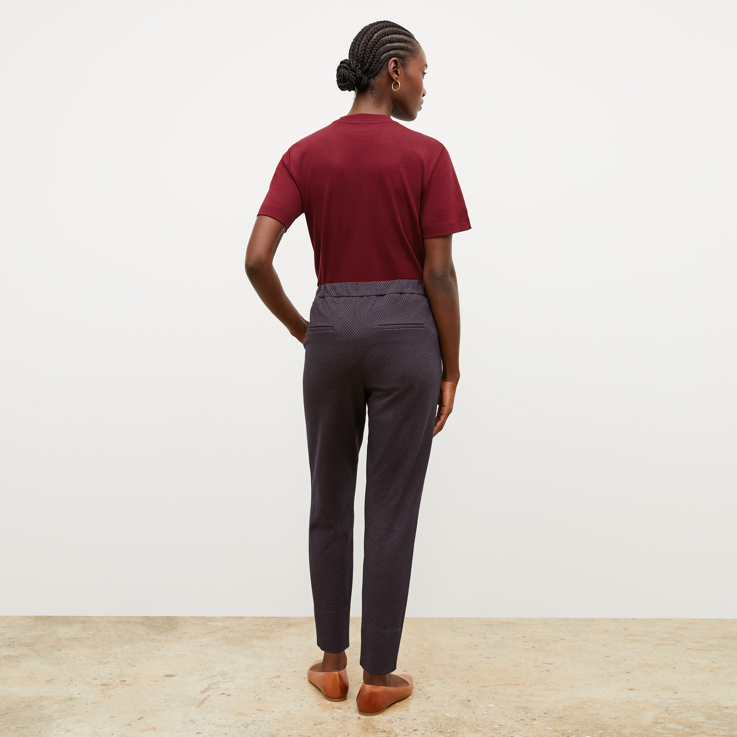 Colby Pant Stretch Foulard Knit Women's Casual Pants - Navy Multi Color for Work, Travel & Everyday Comfort