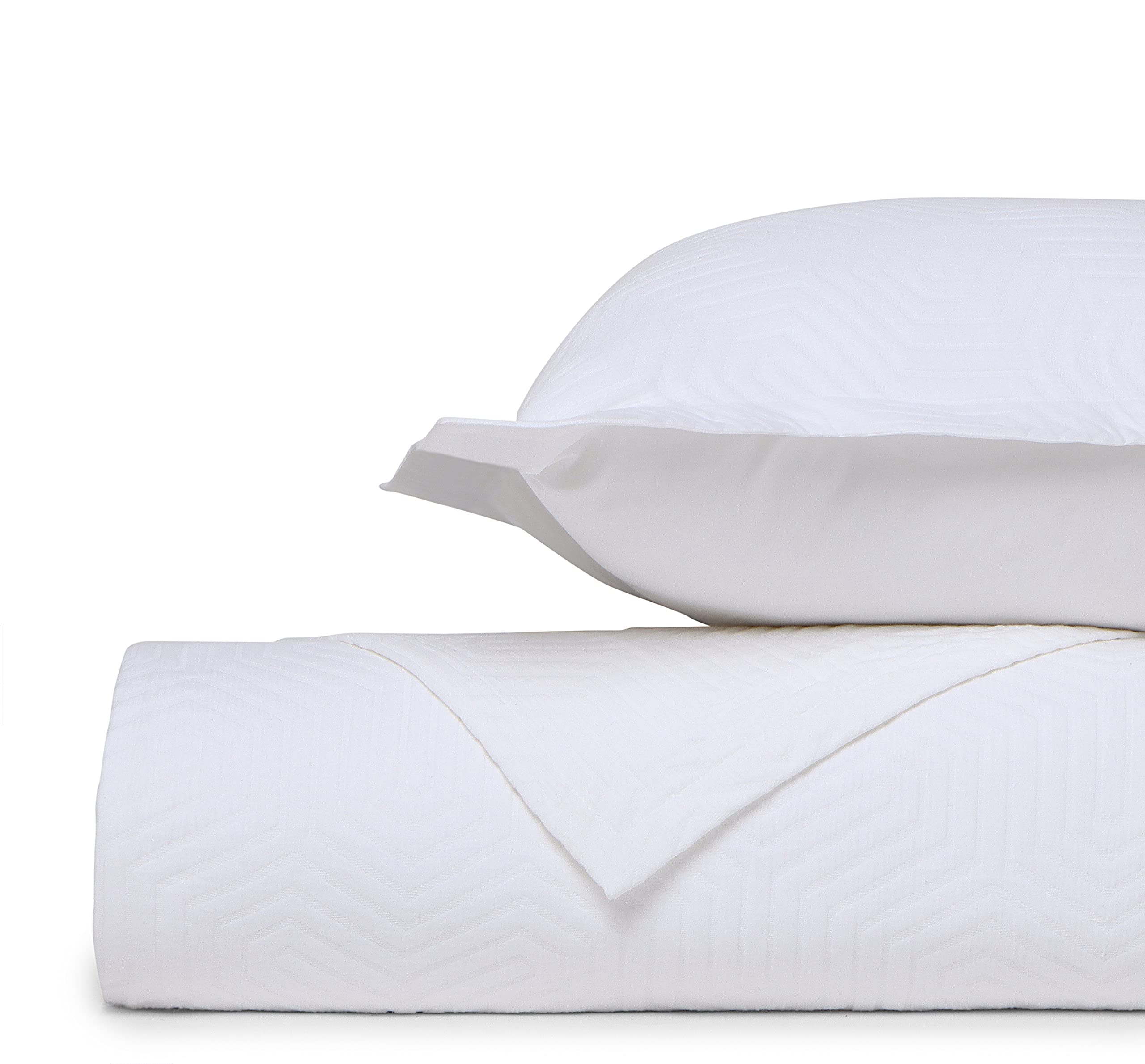 Premium 100% Cotton King Pillow Shams Set of 2 - Luxury All-Season Jacquard Bedding - Soft & Breathable Decorative Pillow Covers for Bedroom, Guest Room & Hotel - White