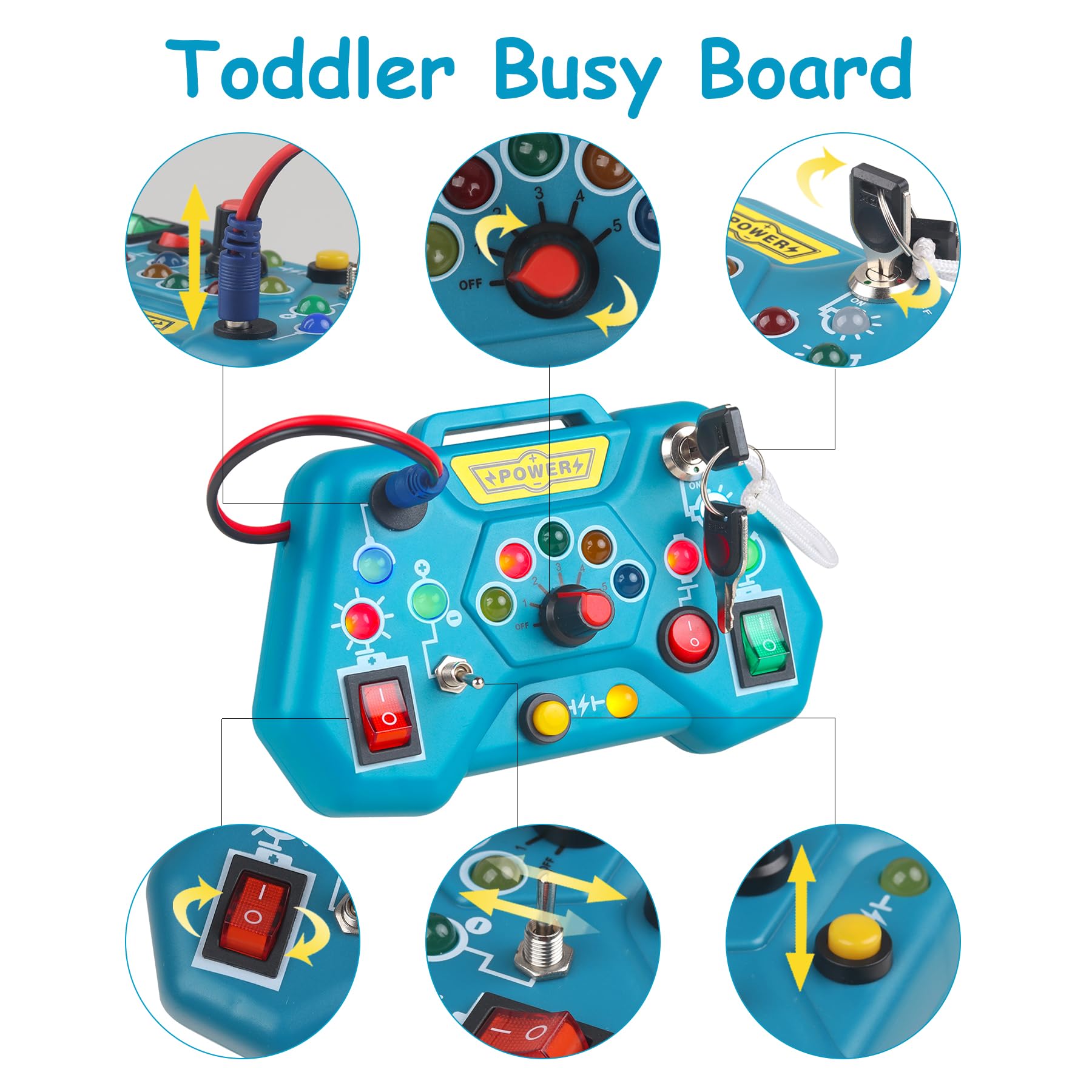 Montessori Busy Board Toys for Toddlers 1-3 Years Old - Sensory Learning Toys for Autism & Early Education - Travel Activity Board for 12-18 Month Baby Boys & Girls - Perfect Birthday Gift & Airplane Car Play Toy
