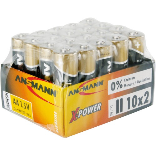 Ansmann X-Power AA Rechargeable Batteries 20-Pack Tray - Long-Lasting Power for Toys, Cameras, and Remote Controls